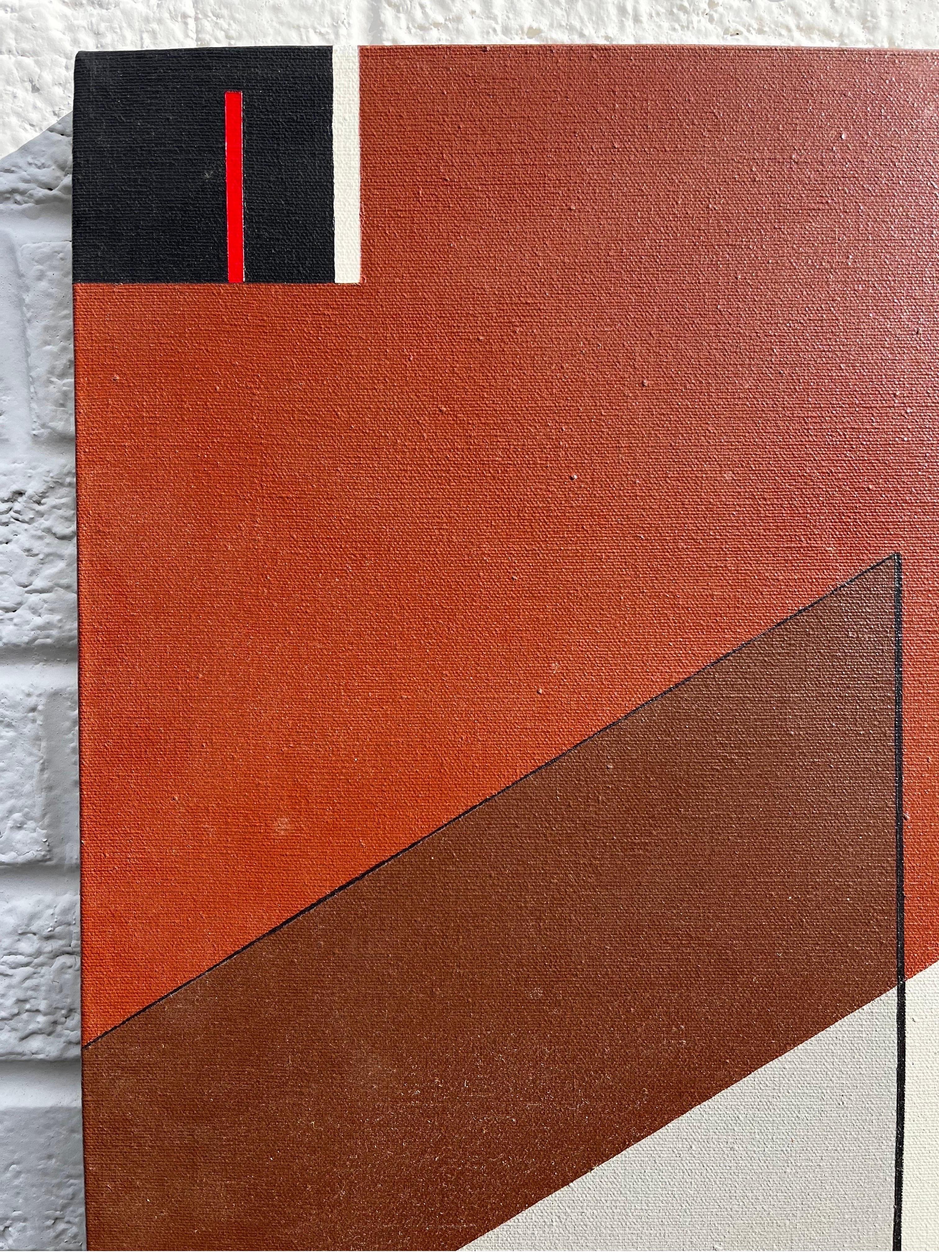 Canvas Late 20th Century Large Geometric Abstract Architectural Perspective Painting
