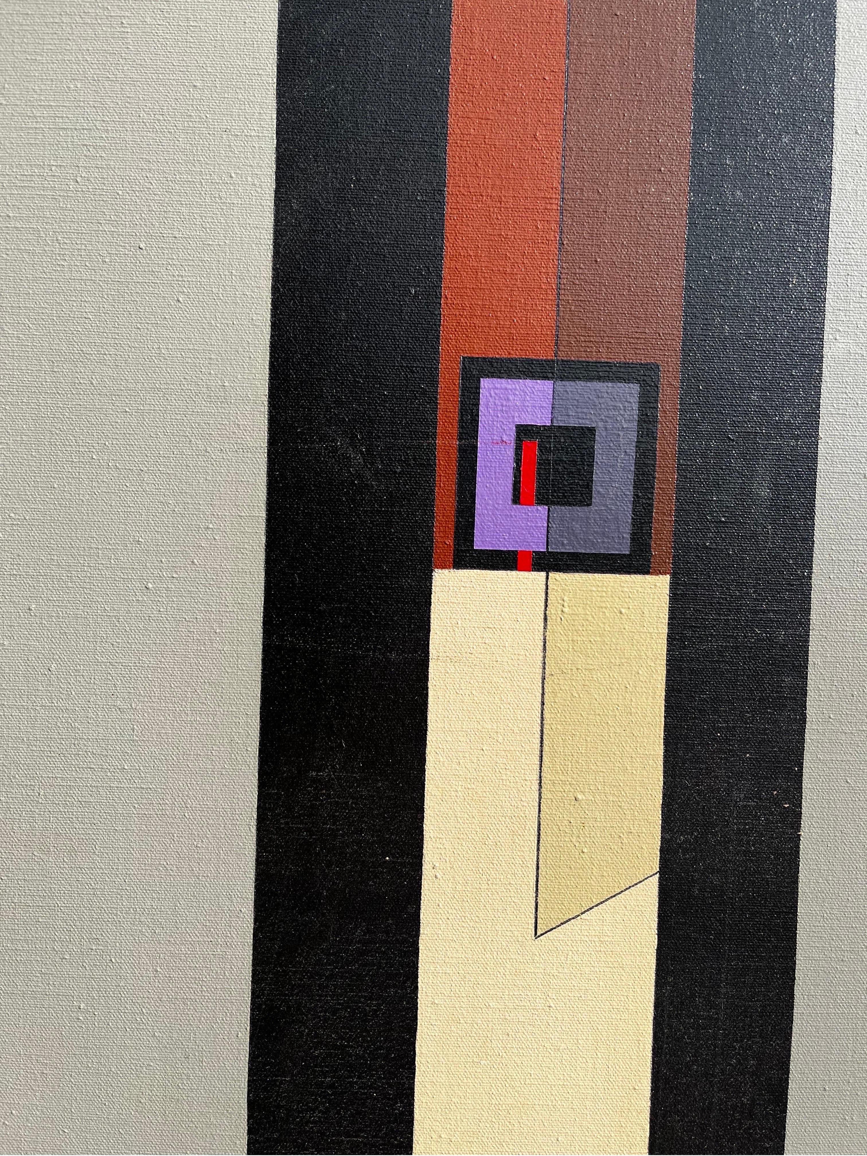 Late 20th Century Large Geometric Abstract Architectural Perspective Painting 1