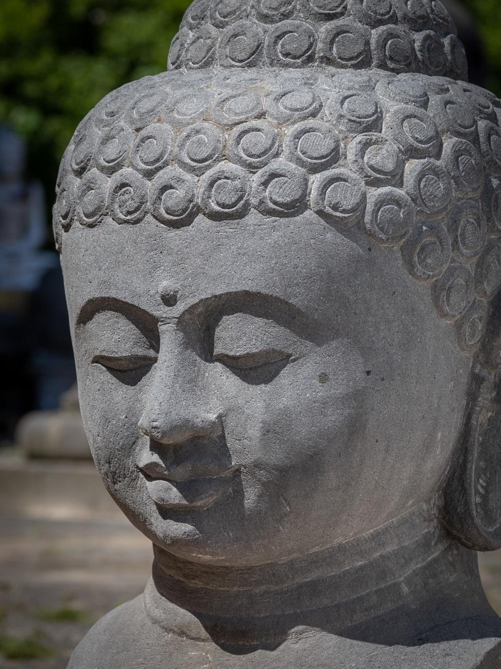 Late 20th century large lavastone Buddha head from Indonesia  OriginalBuddhas For Sale 8