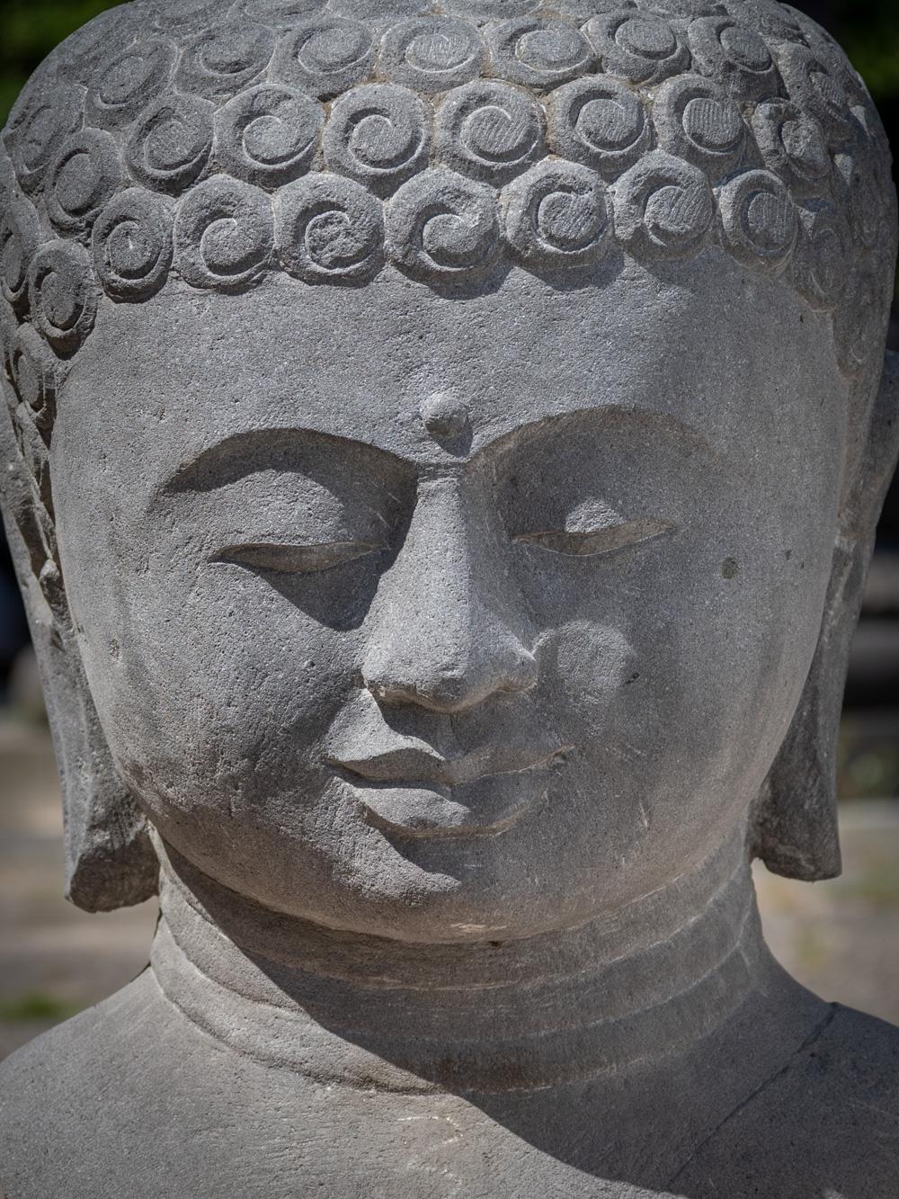 Late 20th century large lavastone Buddha head from Indonesia  OriginalBuddhas For Sale 9