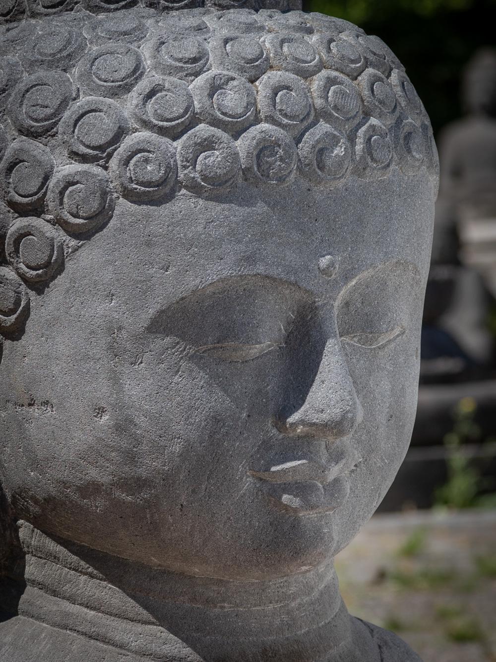 Late 20th century large lavastone Buddha head from Indonesia  OriginalBuddhas For Sale 10