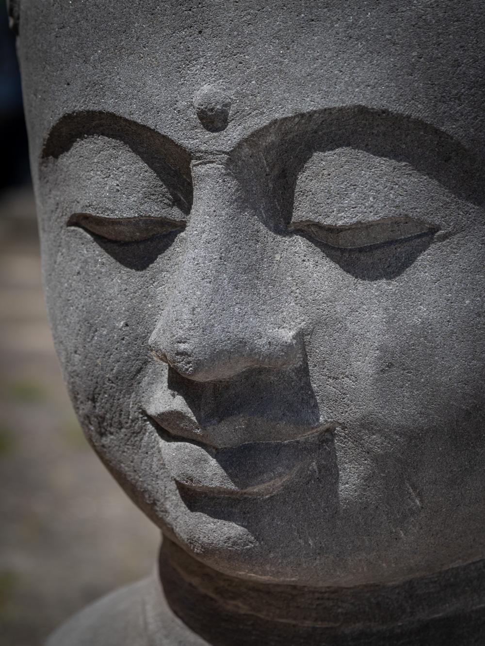 Late 20th century large lavastone Buddha head from Indonesia  OriginalBuddhas For Sale 1
