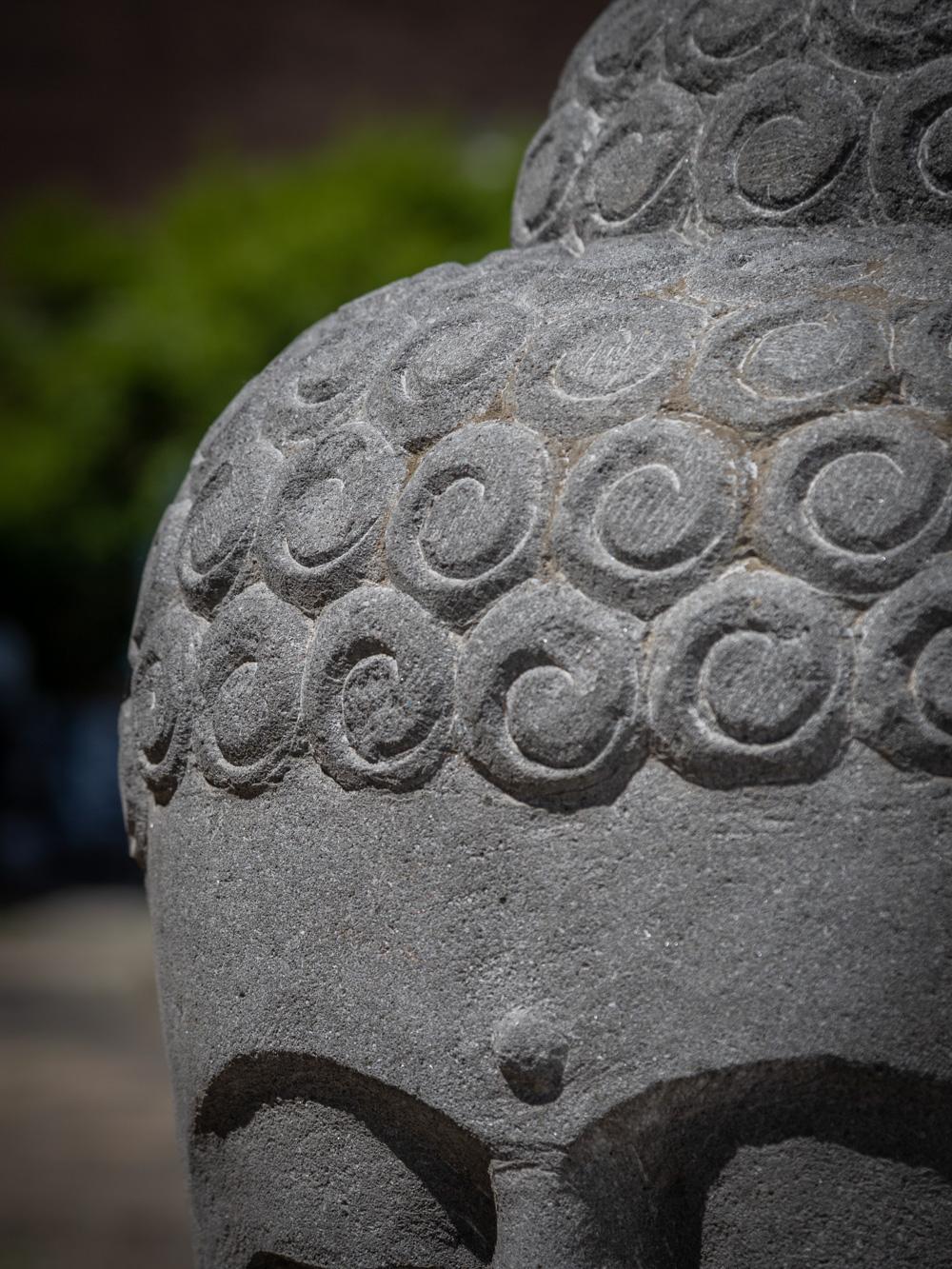Late 20th century large lavastone Buddha head from Indonesia  OriginalBuddhas For Sale 3