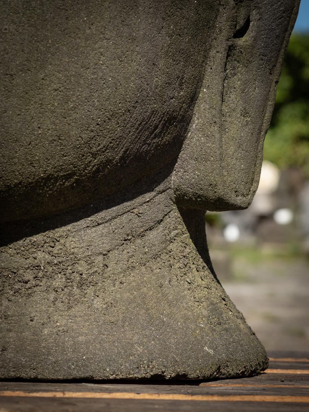 Late 20th century large old lavastone Buddha head from Indonesia For Sale 7