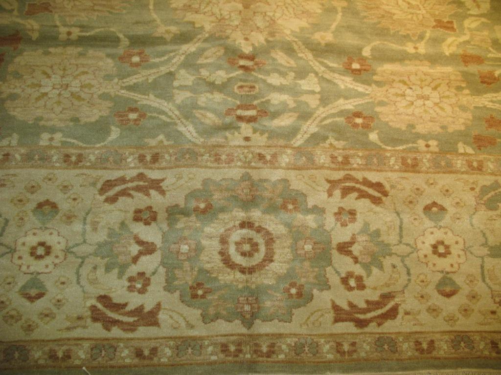 Late 20th Century Large Oversize Light Green and Ivory Floral Rug Persian Design In Excellent Condition In New York, NY