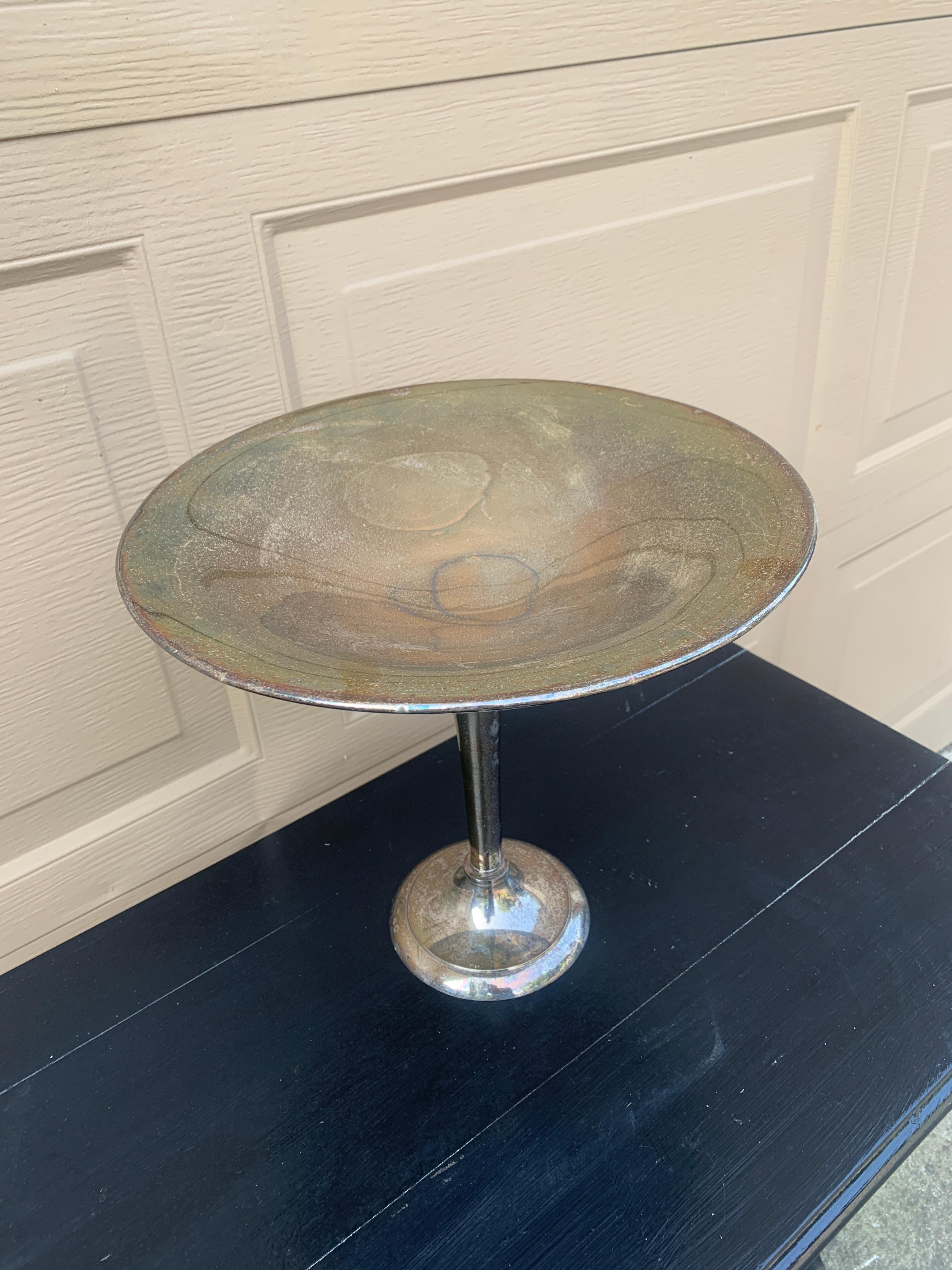 Late 20th Century Large Silver Plate Compote In Good Condition For Sale In Elkhart, IN