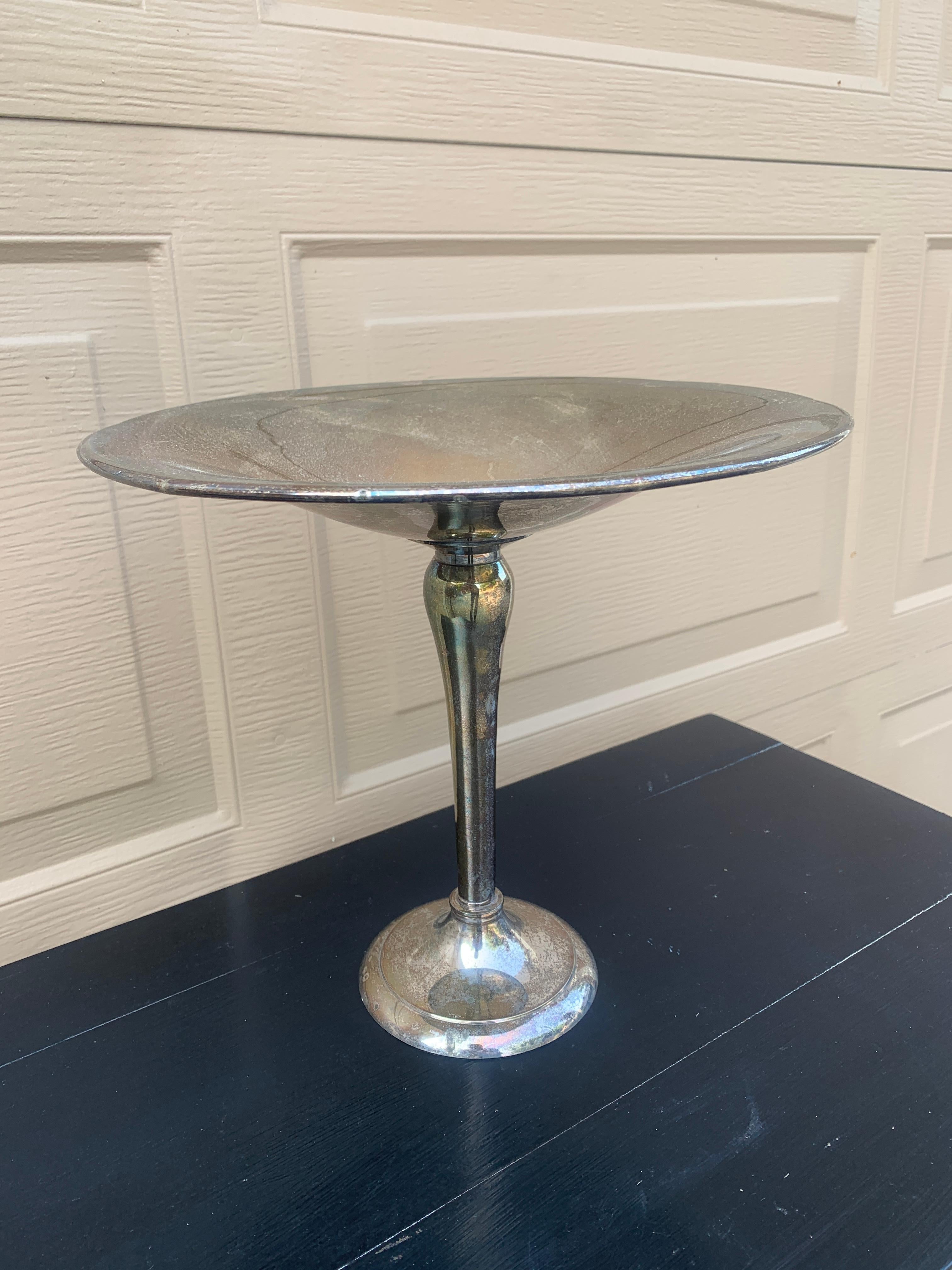 Late 20th Century Large Silver Plate Compote For Sale 1