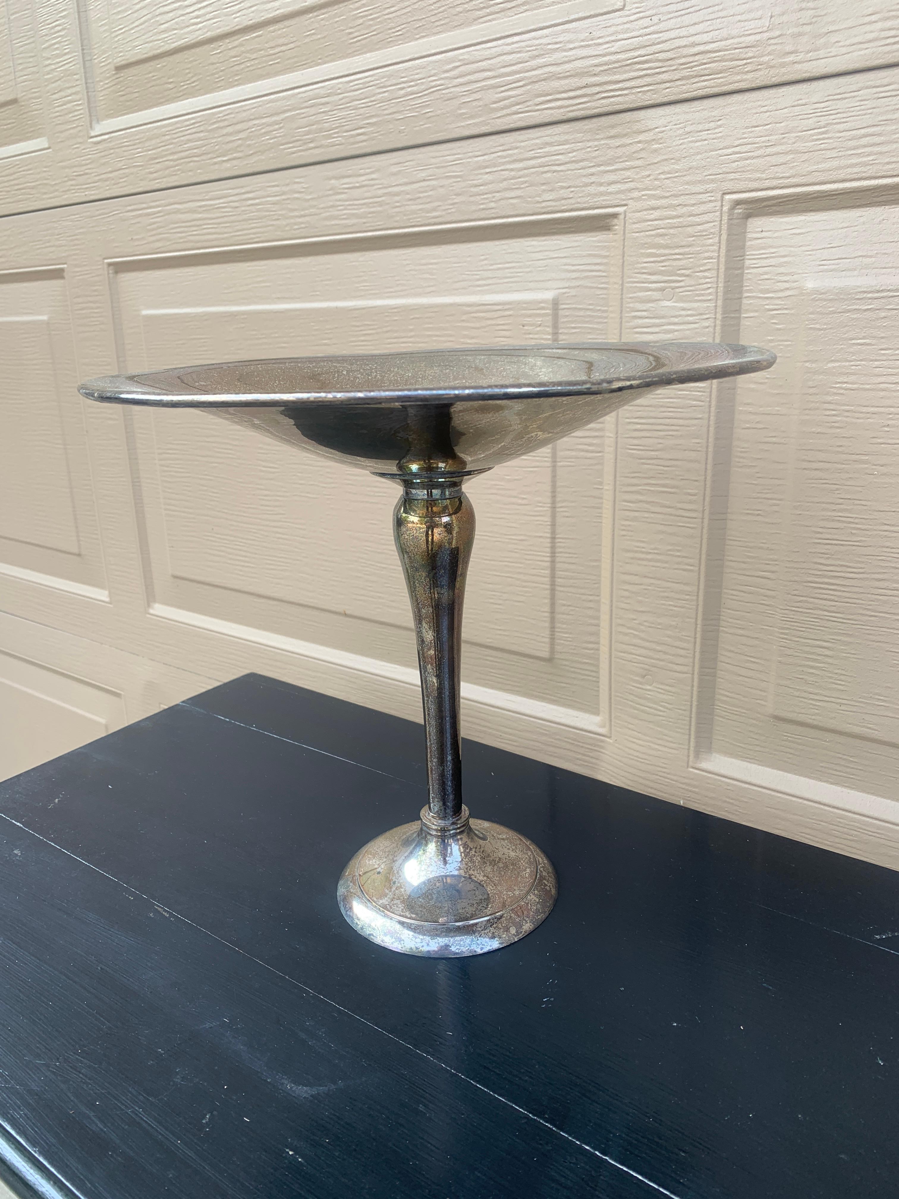 Late 20th Century Large Silver Plate Compotes, Pair For Sale 5