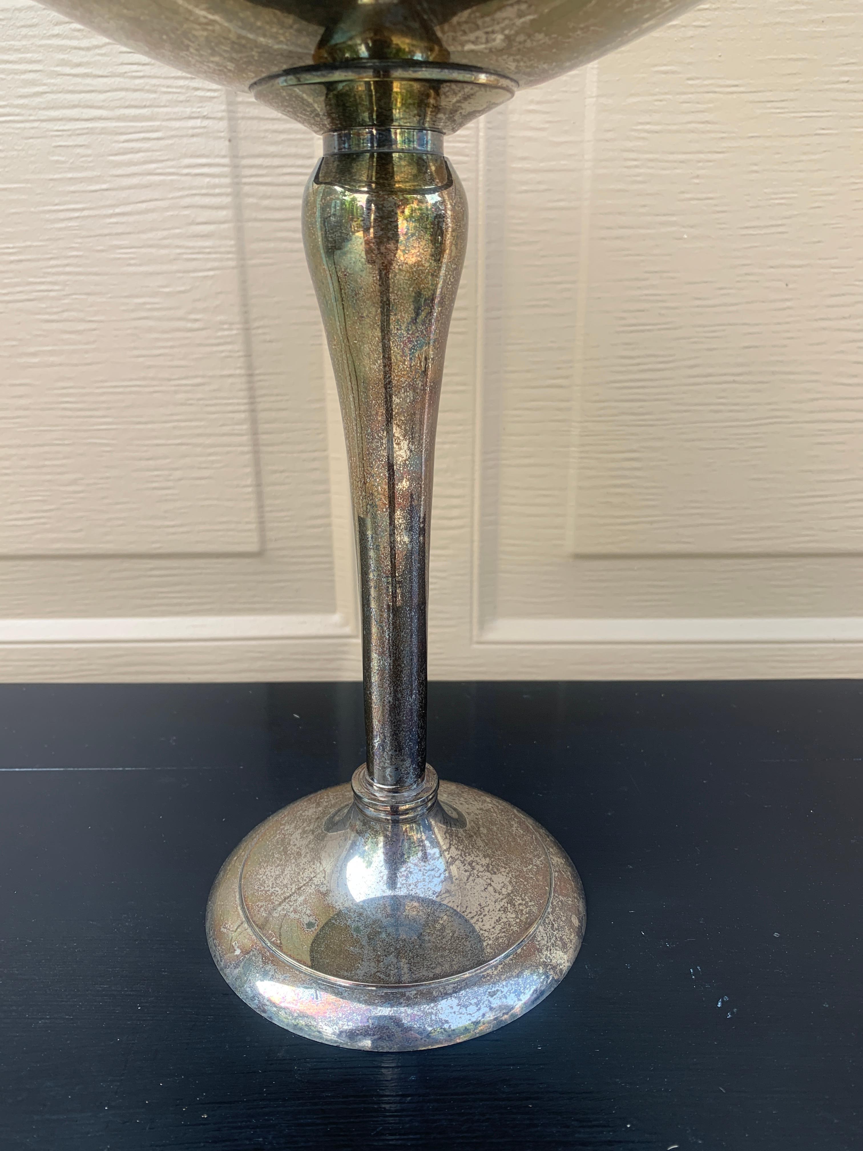 Late 20th Century Large Silver Plate Compotes, Pair For Sale 7