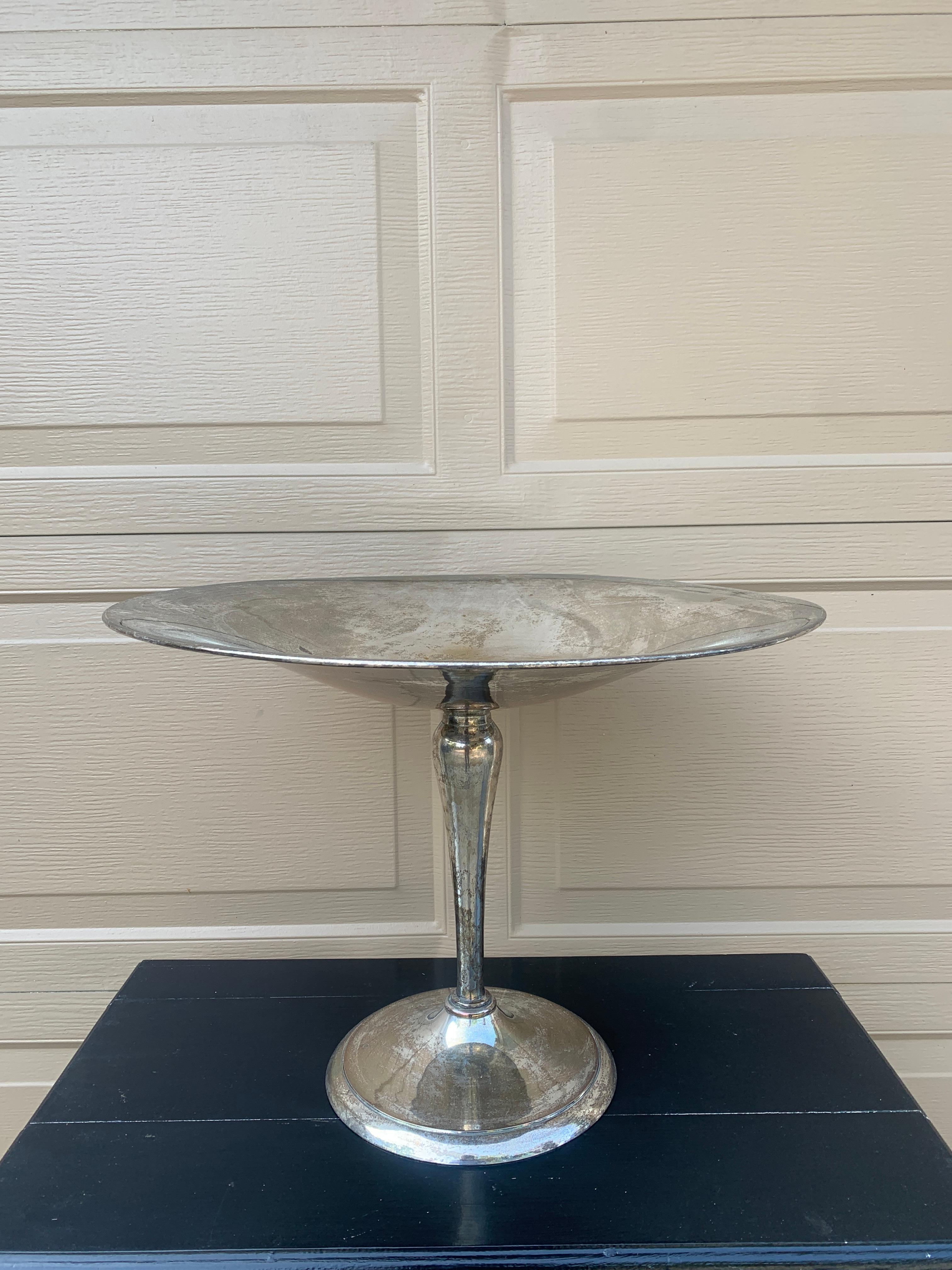 American Late 20th Century Large Silver Plate Compotes, Pair For Sale