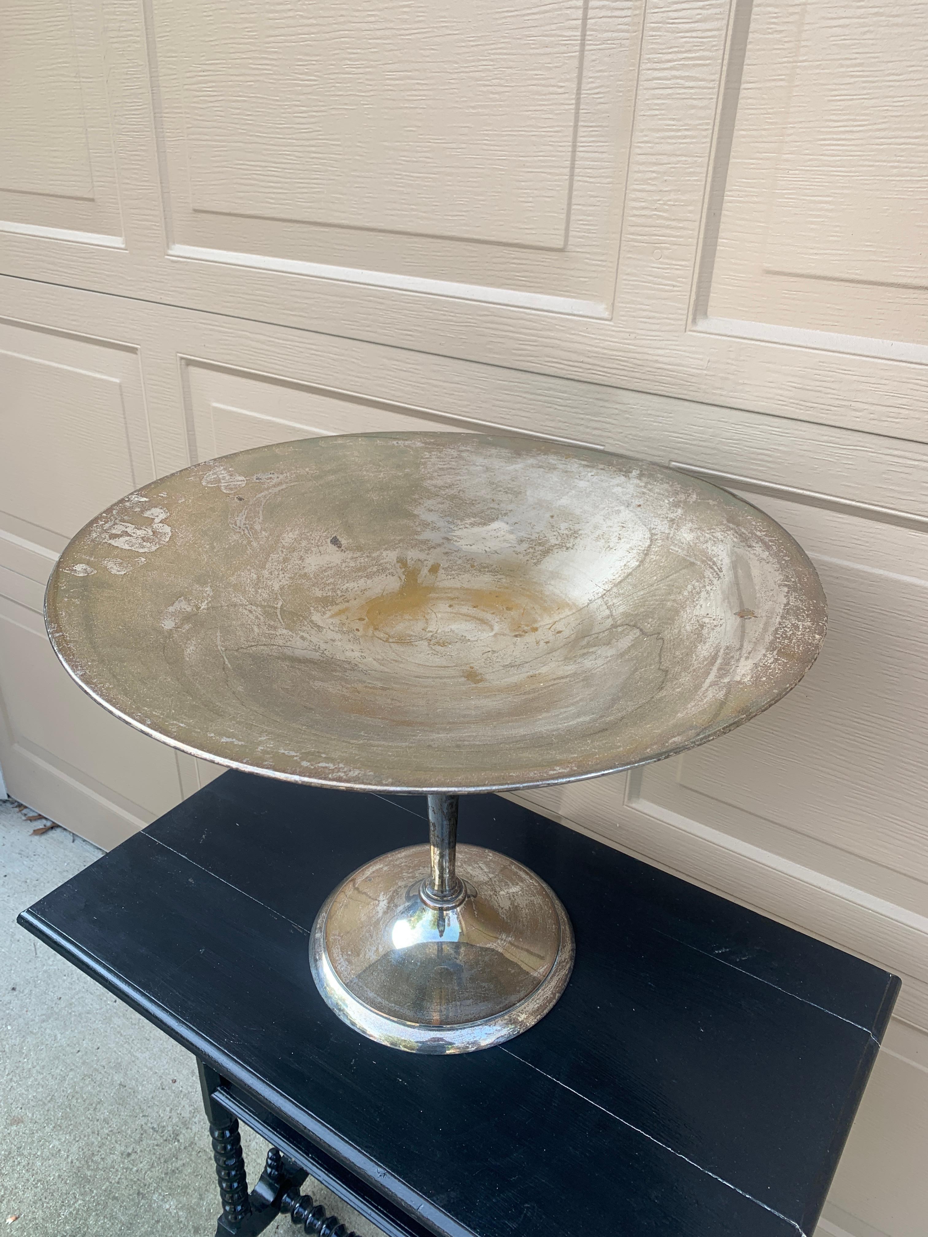 Late 20th Century Large Silver Plate Compotes, Pair In Good Condition For Sale In Elkhart, IN