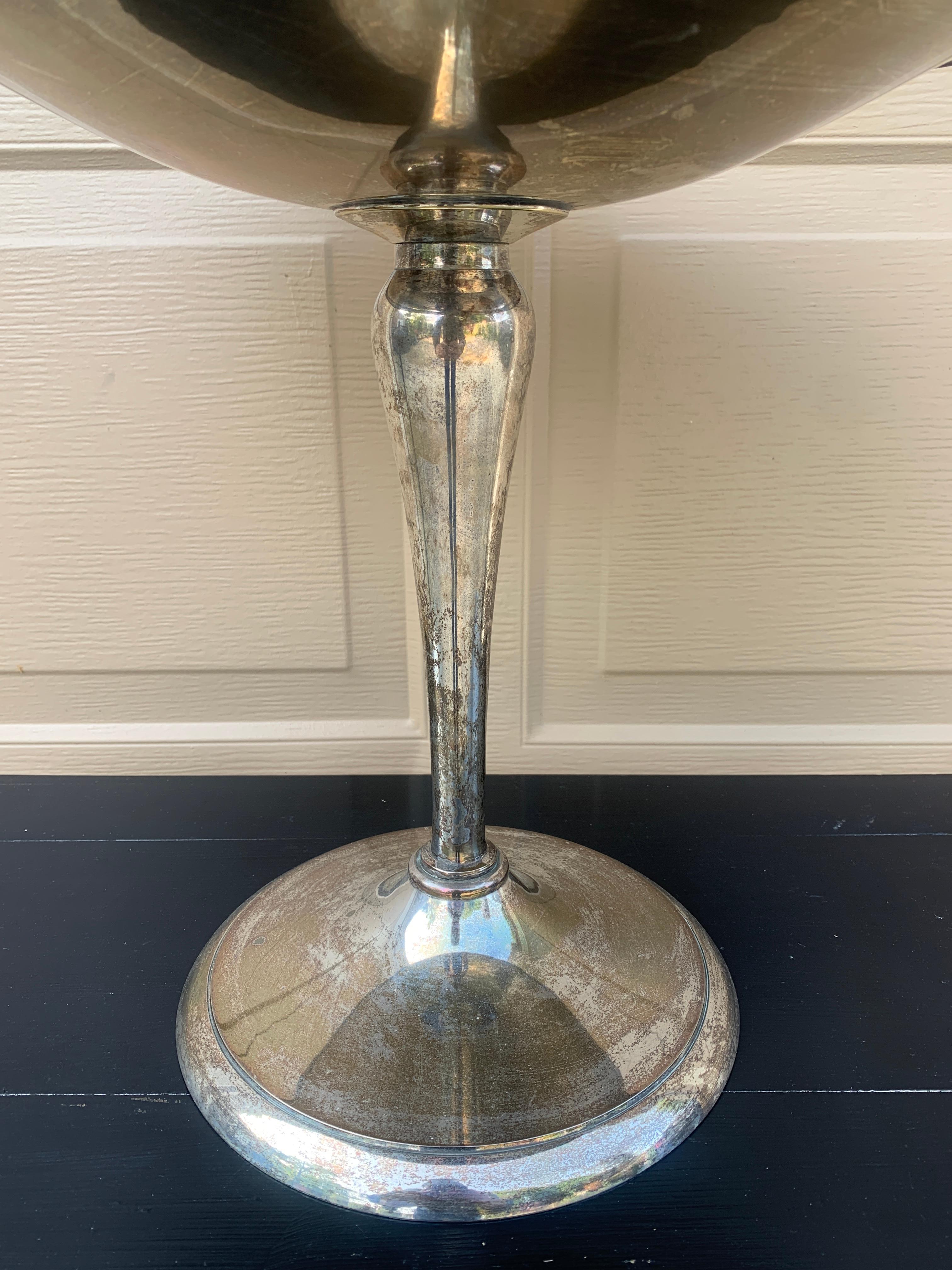 Late 20th Century Large Silver Plate Compotes, Pair For Sale 2
