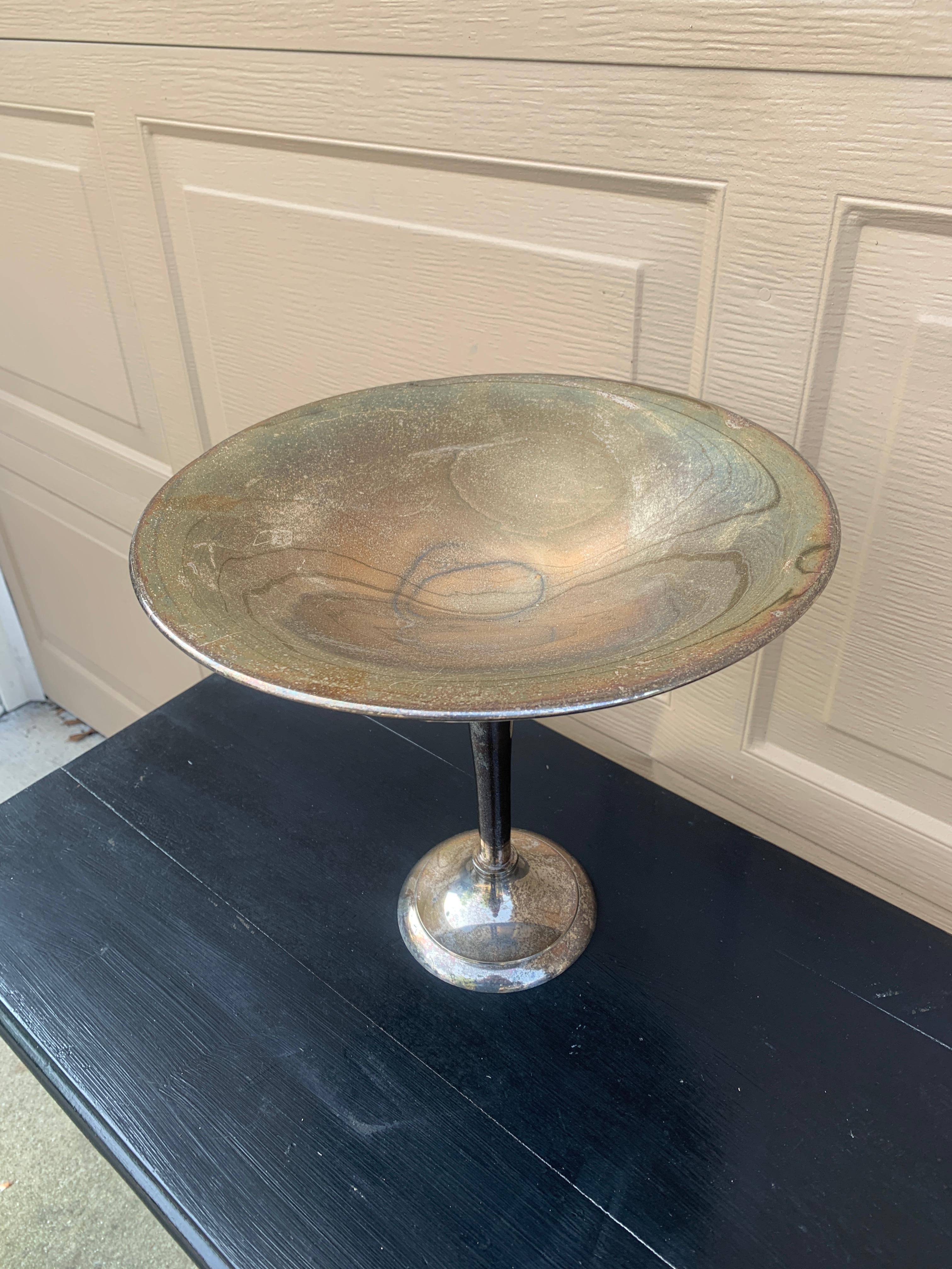Late 20th Century Large Silver Plate Compotes, Pair For Sale 4
