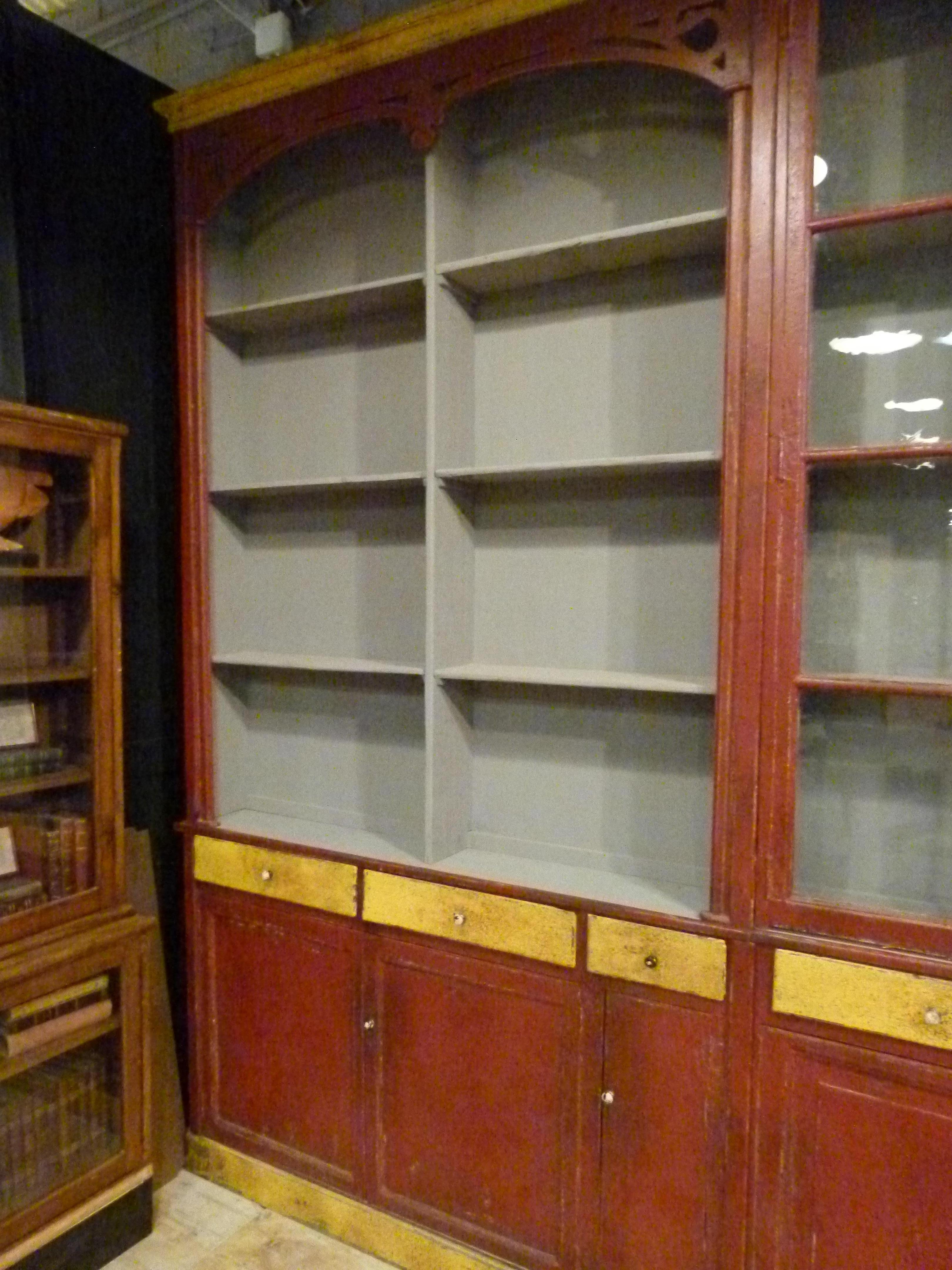 Late 20th Century Large Storage Cabinet in Brown, Yellow and Grey Painted Wood 11