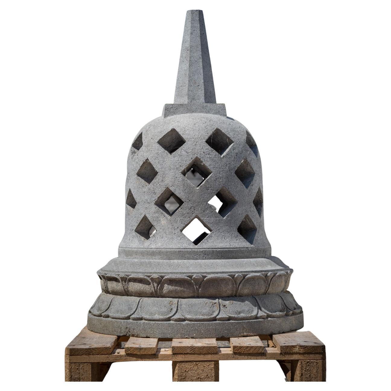 Late 20th century lavastone Stupa from Indonesia  OriginalBuddhas For Sale