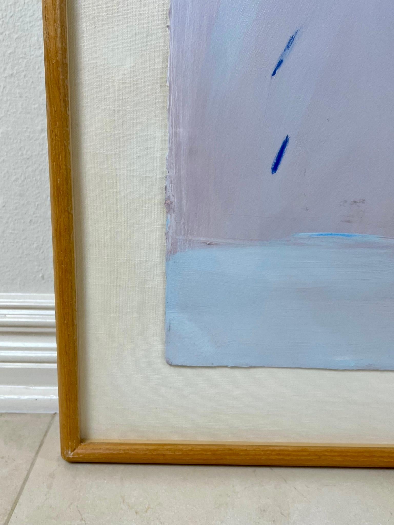 Late 20th Century Lavender Blue and Pink Abstarct Painting For Sale 4