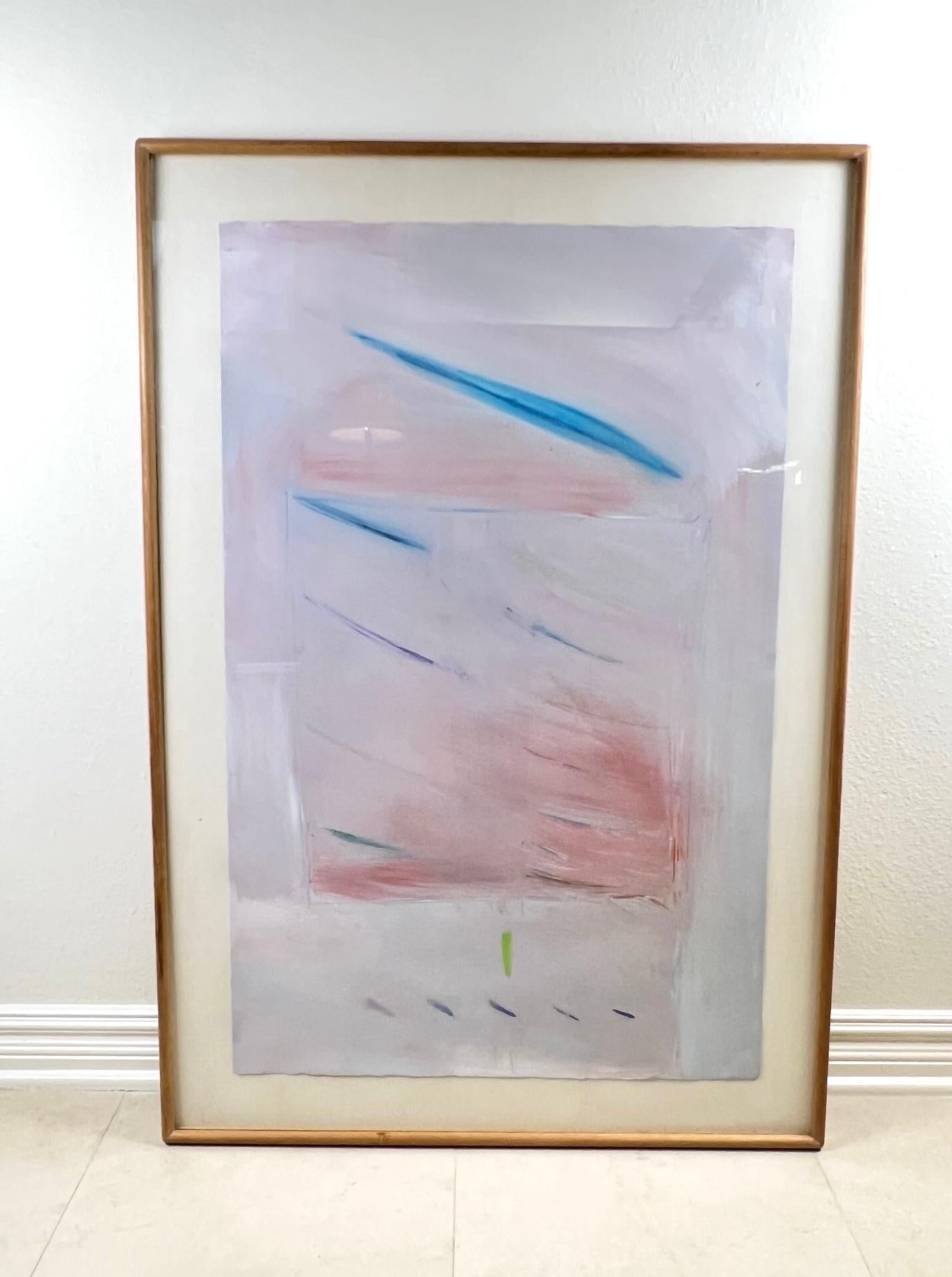 Mid-Century Modern Late 20th Century Lavender Blue and Pink Abstarct Painting For Sale