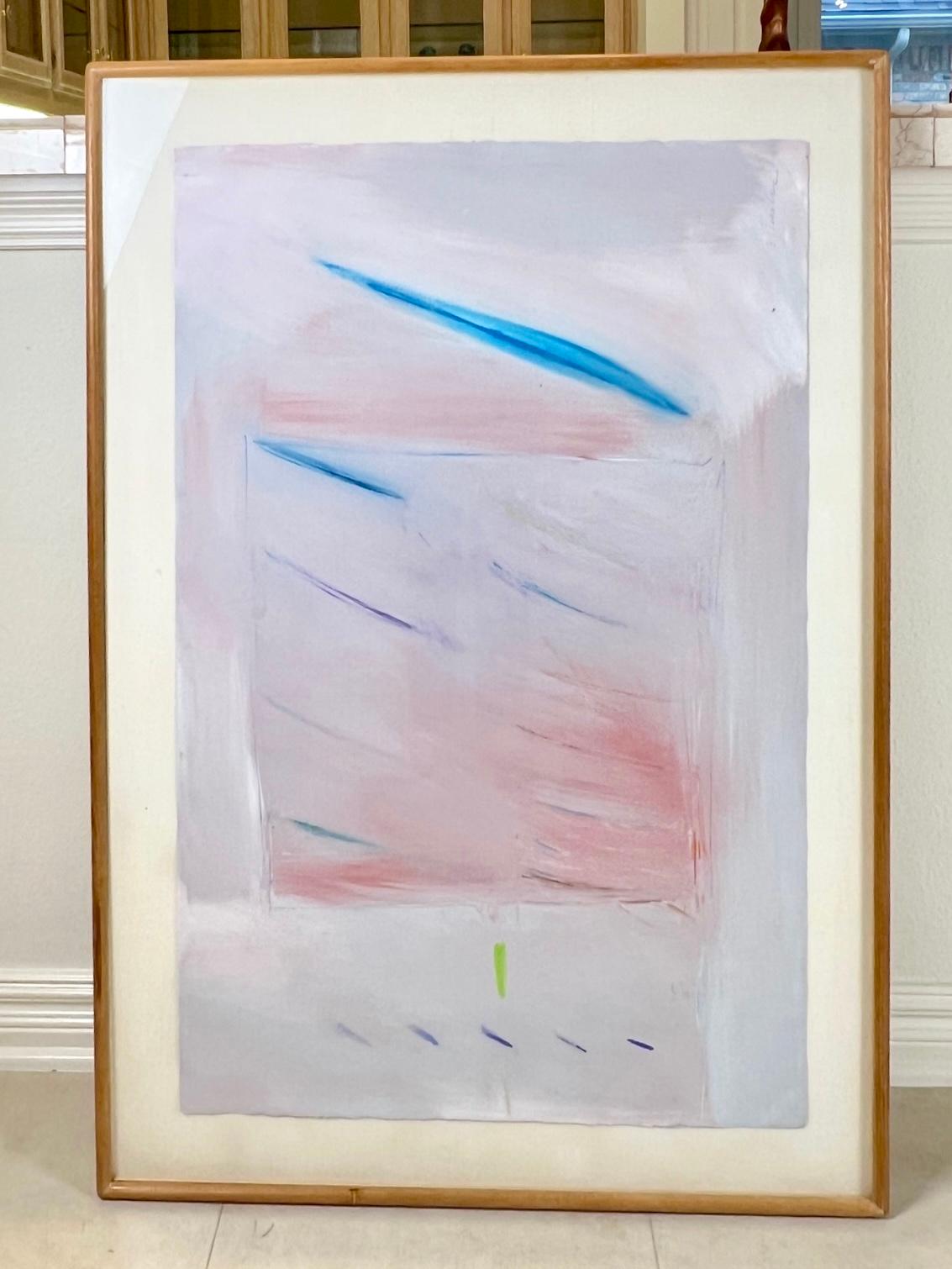 American Late 20th Century Lavender Blue and Pink Abstarct Painting For Sale