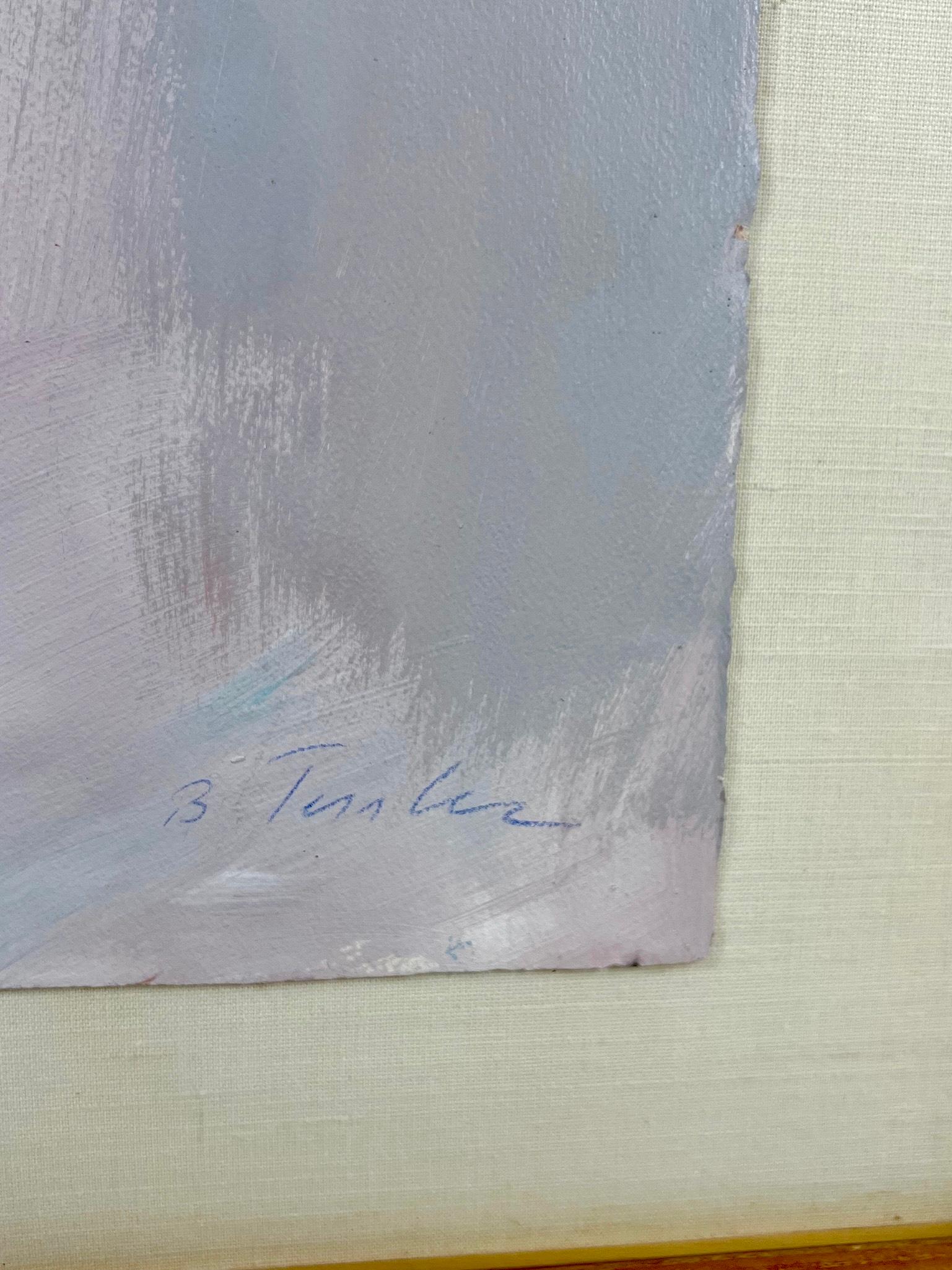 Late 20th Century Lavender Blue and Pink Abstarct Painting For Sale 3