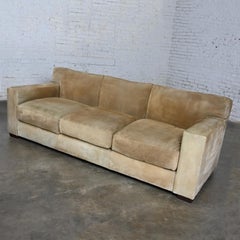 Late 20th Century Lawson Style Sofa Ralph Lauren Henredon Original Buff Suede
