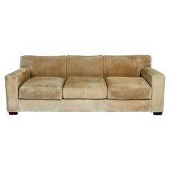 Late 20th Century Lawson Style Sofa Ralph Lauren Henredon Original Buff Suede