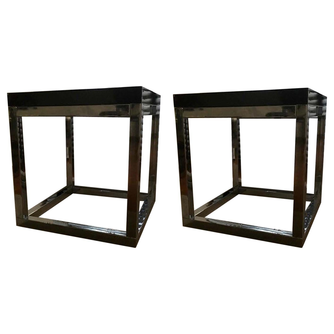 Late 20th Century London Pair Andrew Martin Metal Side Tables