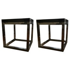 Late 20th Century London Pair Andrew Martin Metal Side Tables