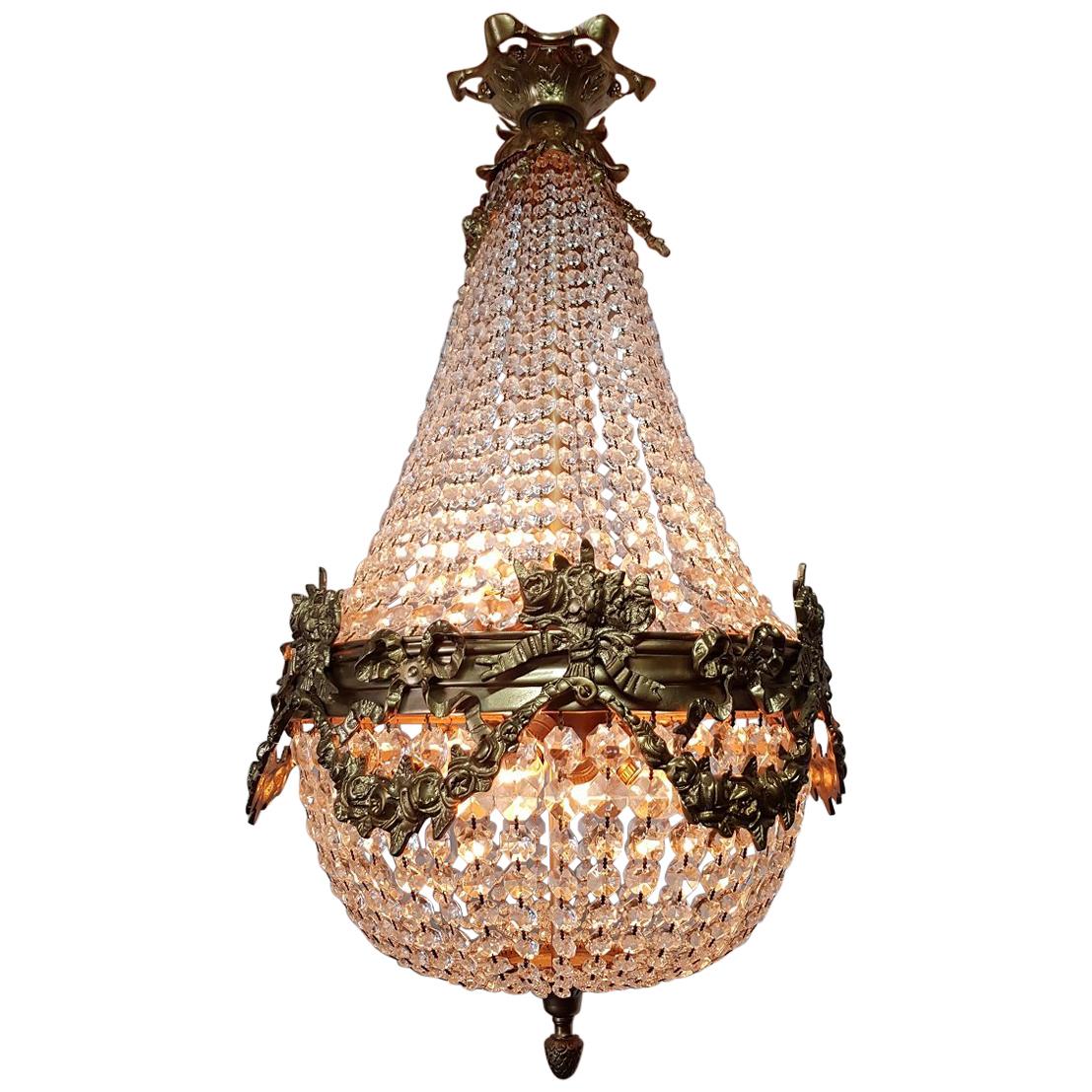 Late 20th Century Louis XVI Style Crystal Chandelier