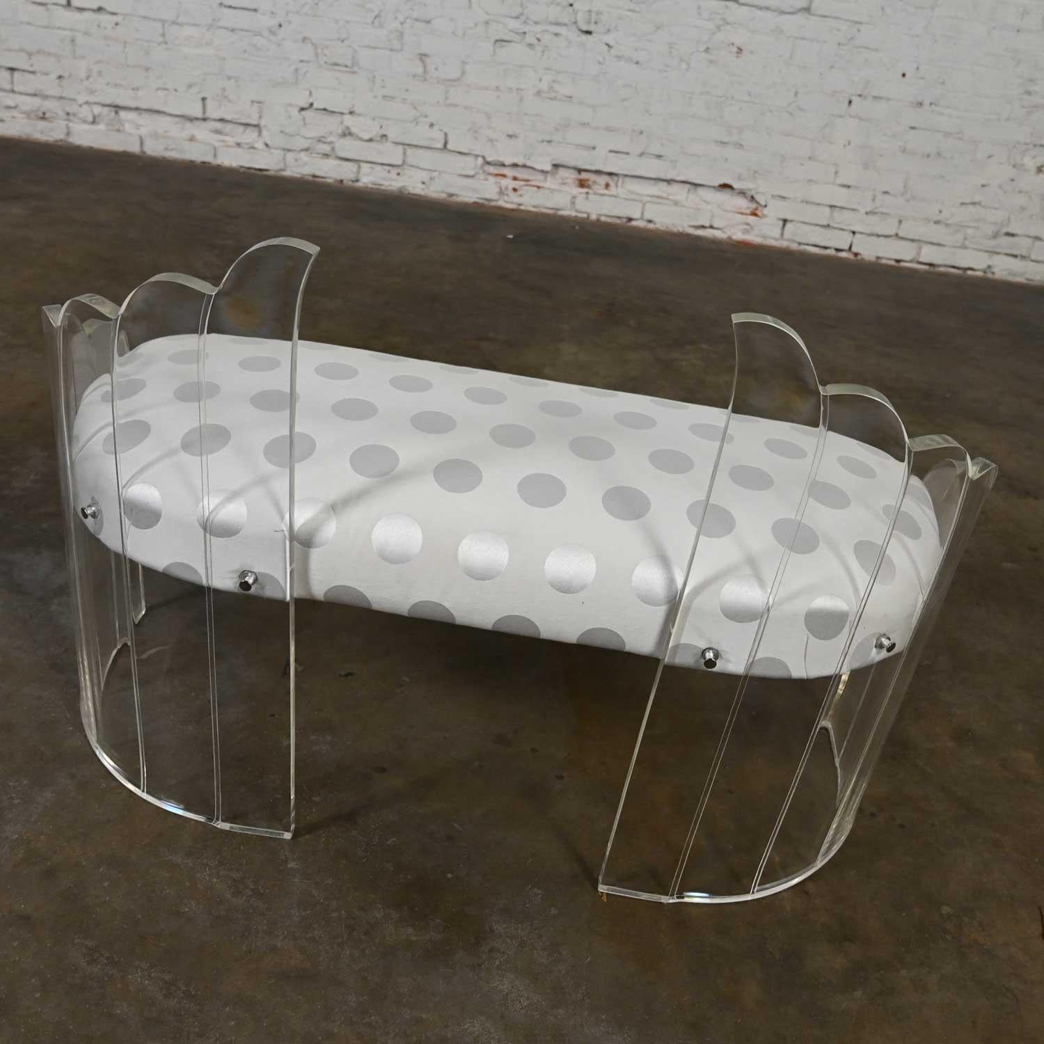 Metal Late 20th Century Lucite Art Deco Hollywood Regency Sculptural Wing Bench For Sale