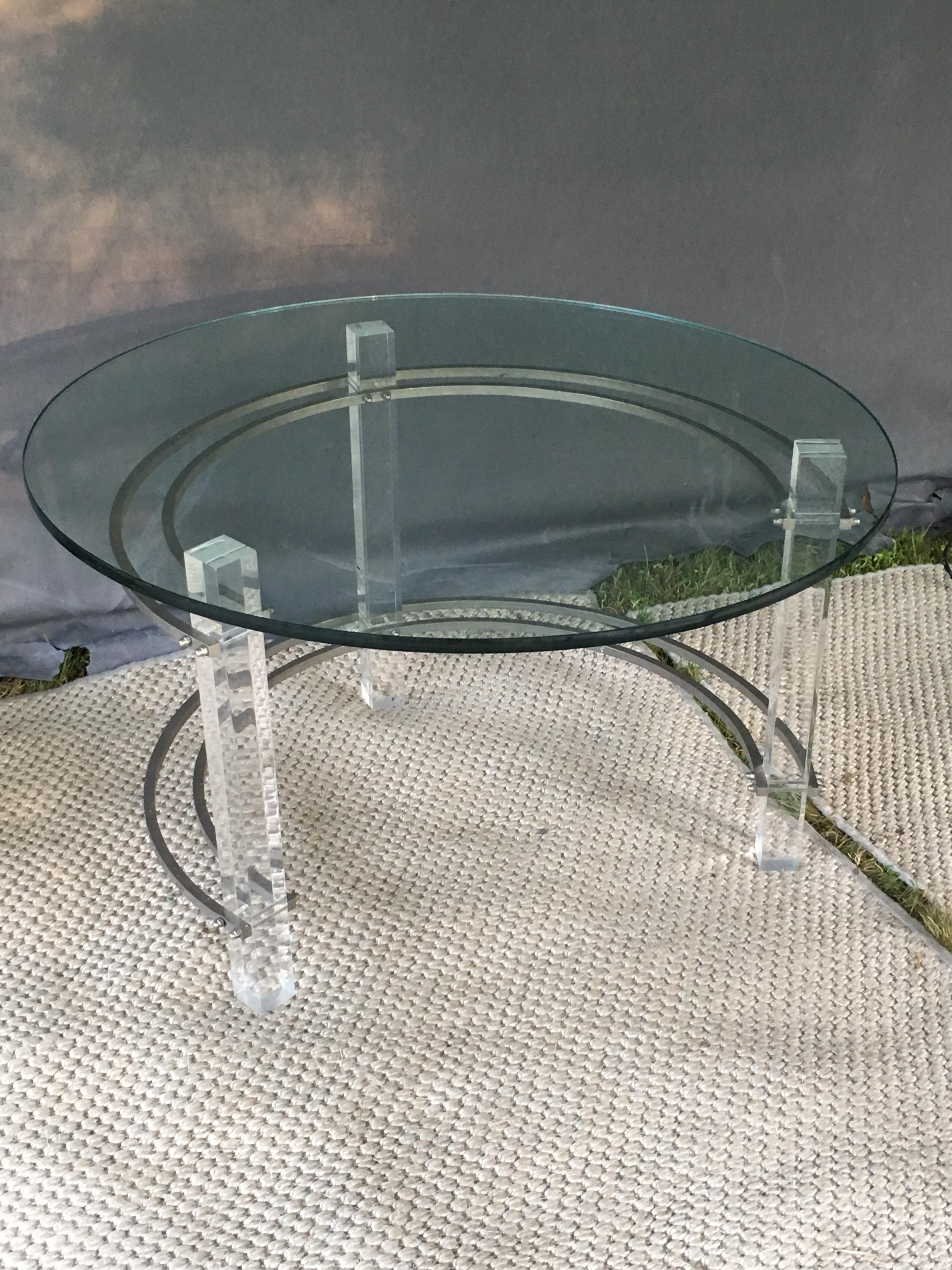 Late 20th Century Lucite, Chrome and Glass Coffee Table by Charles Hollis Jones 6