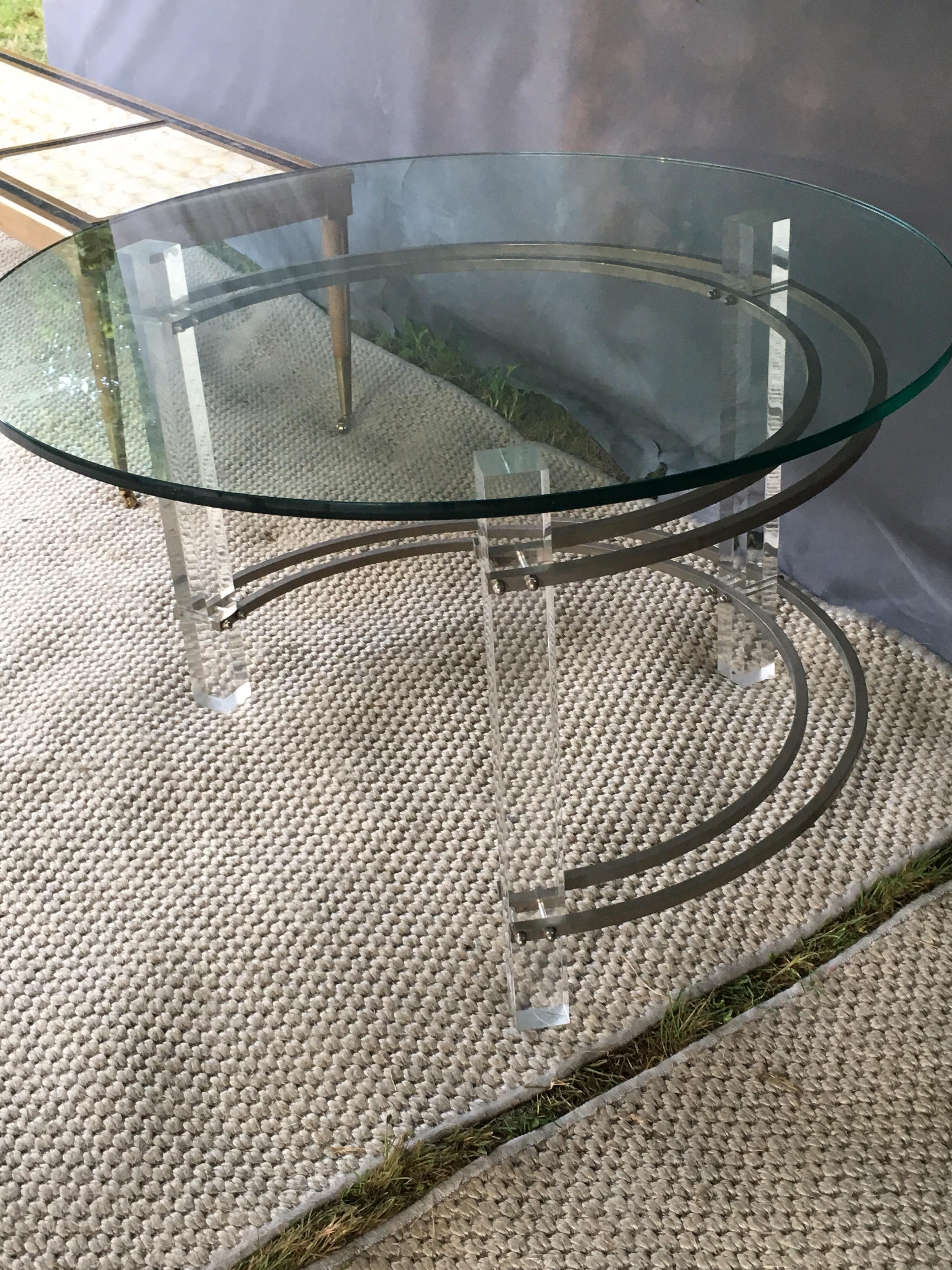 Late 20th Century Lucite, Chrome and Glass Coffee Table by Charles Hollis Jones 7