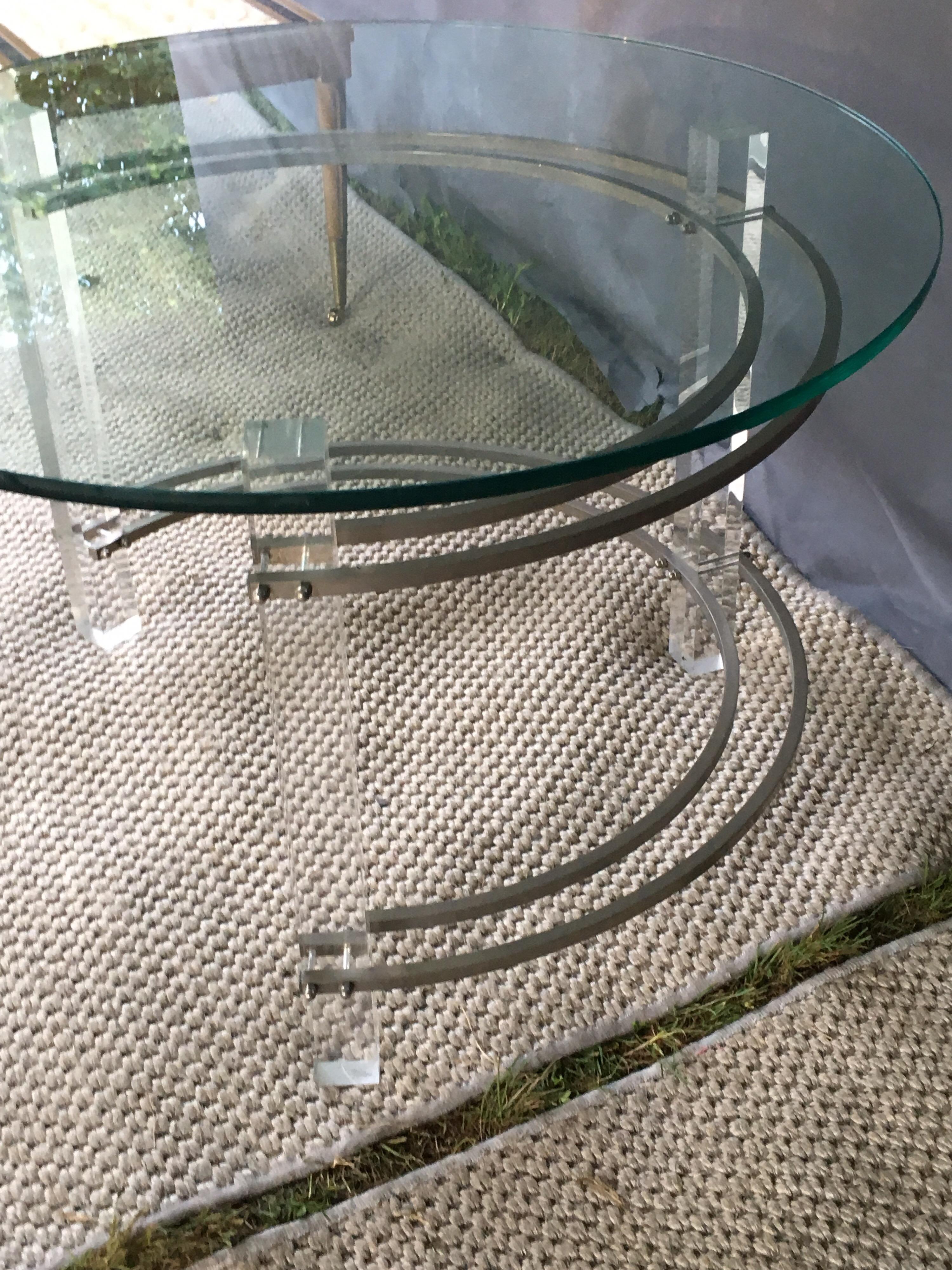 Late 20th Century Lucite, Chrome and Glass Coffee Table by Charles Hollis Jones 8