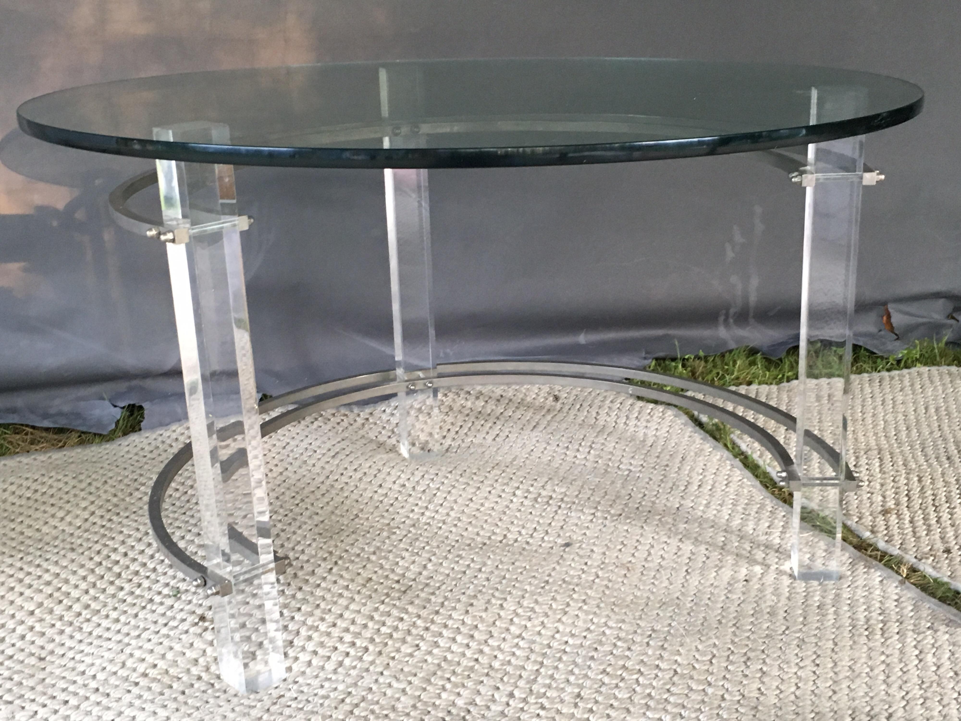 Late 20th Century Lucite, Chrome and Glass Coffee Table by Charles Hollis Jones 5