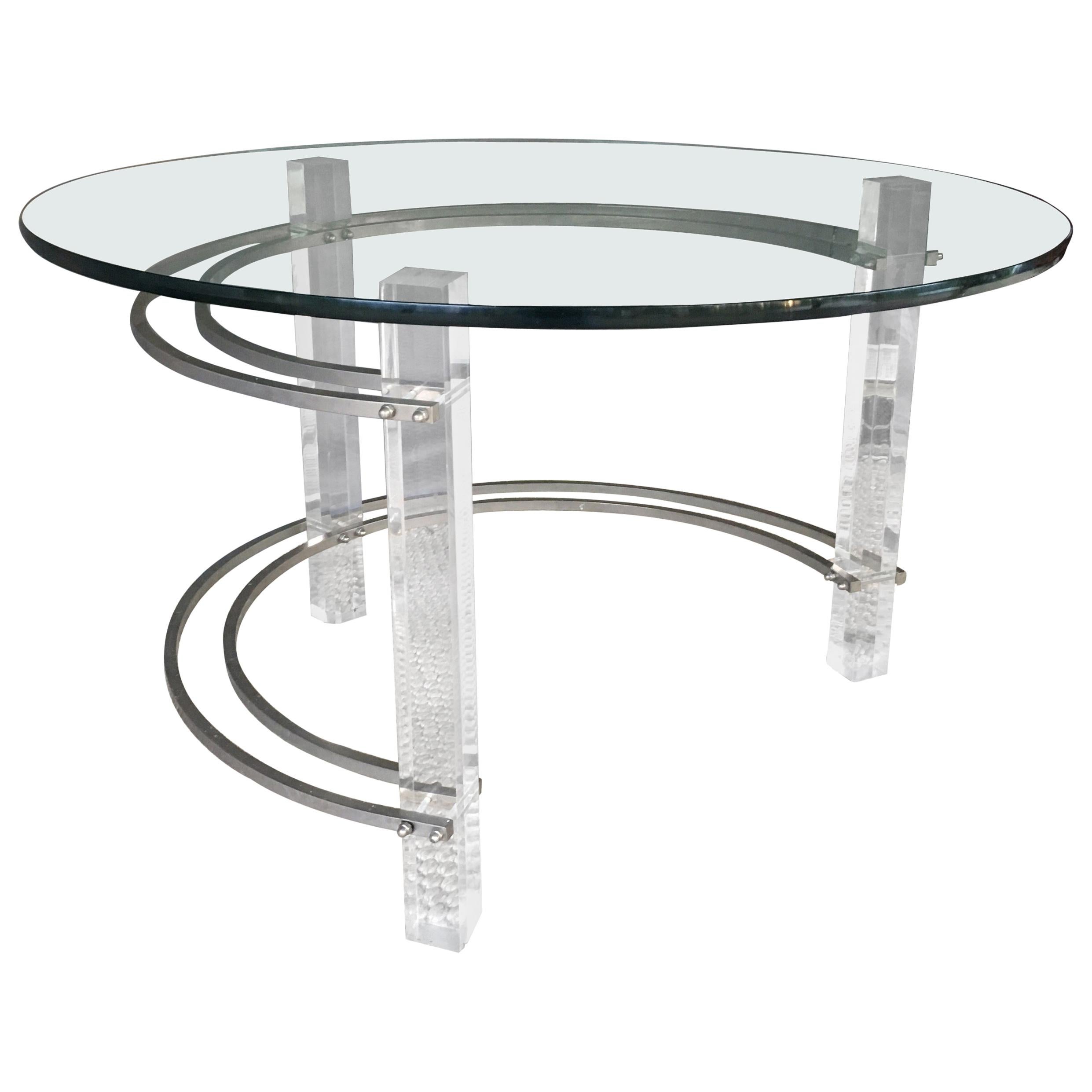 Late 20th Century Lucite, Chrome and Glass Coffee Table by Charles Hollis Jones