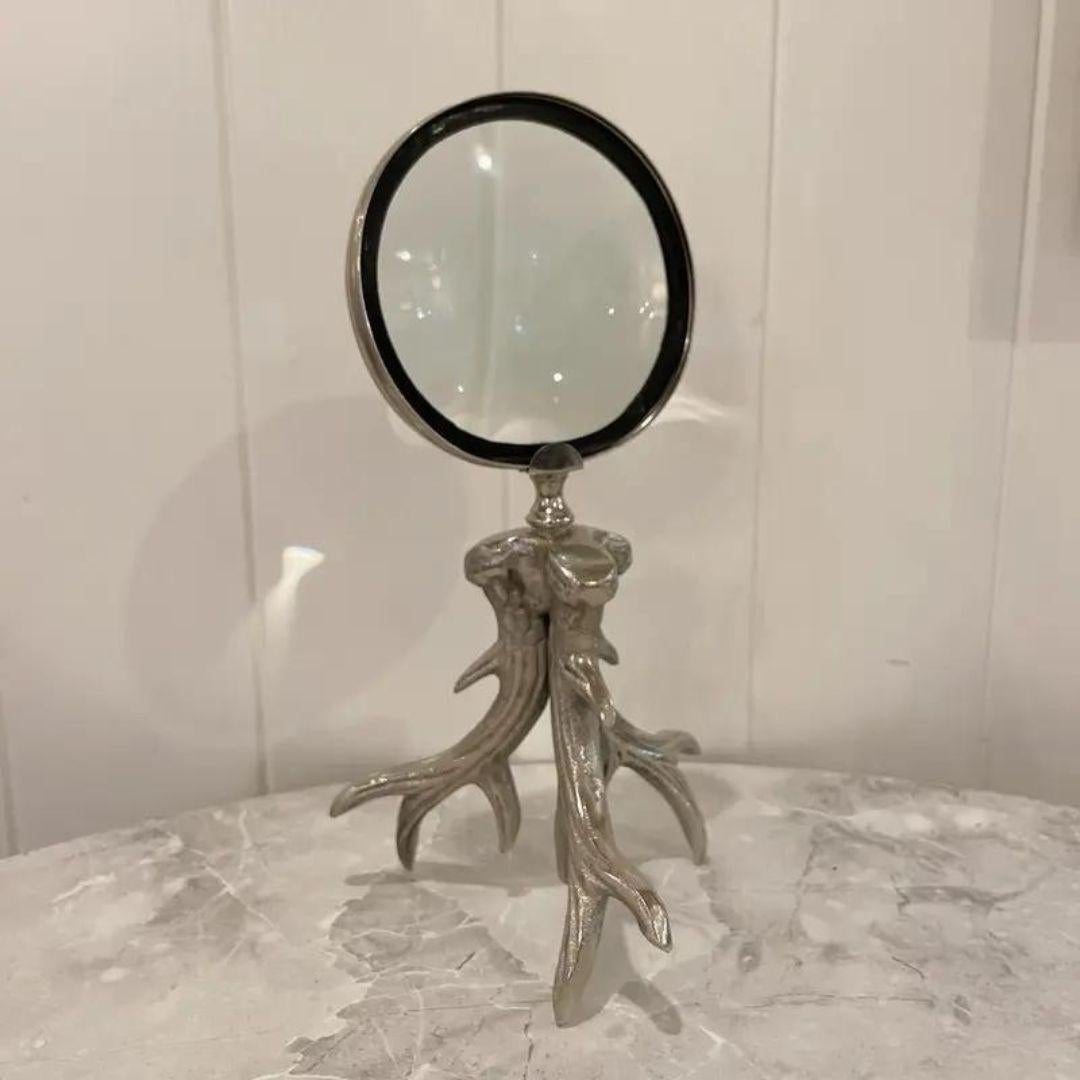 Late 20th Century Magnifying Glass With Tripod Antler Handle For Sale 2