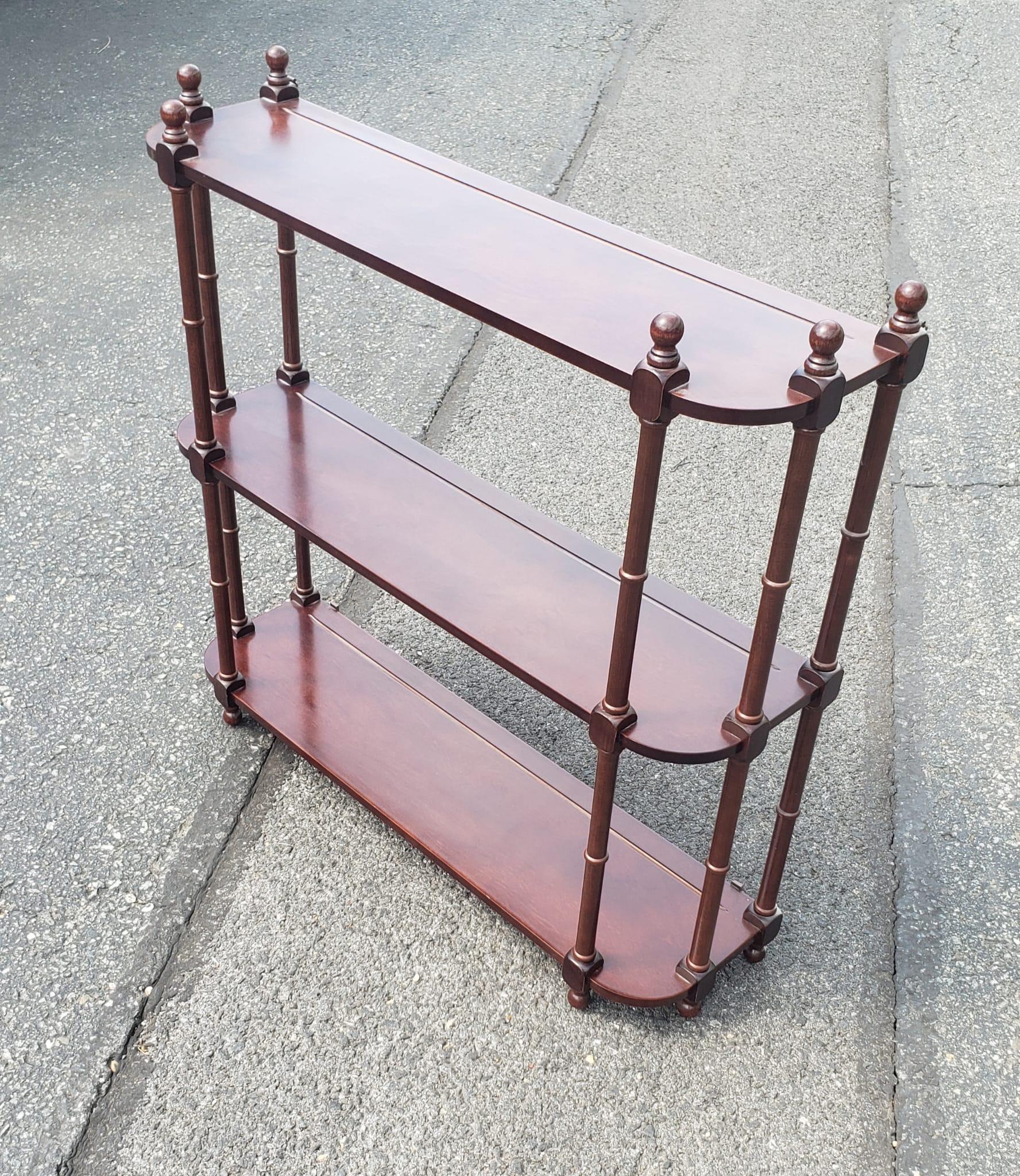 Unknown Late 20th Century Mahogany 3 Tier Hanging Wall Shelves For Sale
