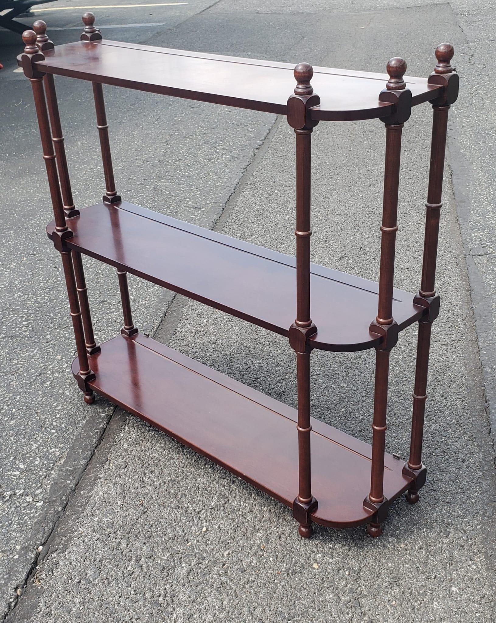 Late 20th Century Mahogany 3 Tier Hanging Wall Shelves In Good Condition For Sale In Germantown, MD