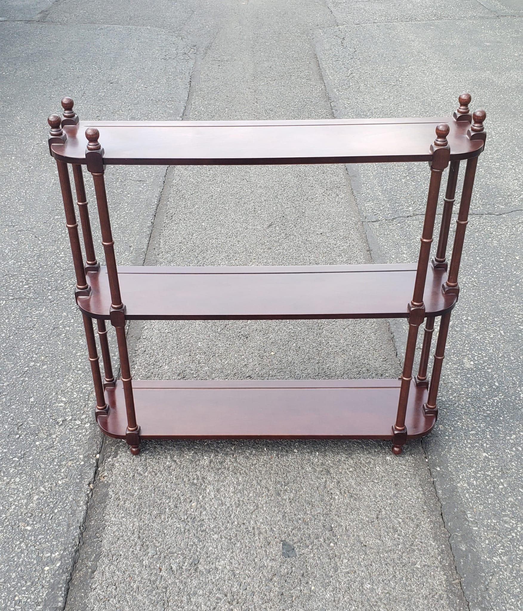 Unknown Late 20th Century Mahogany 3 Tier Hanging Wall Shelves For Sale