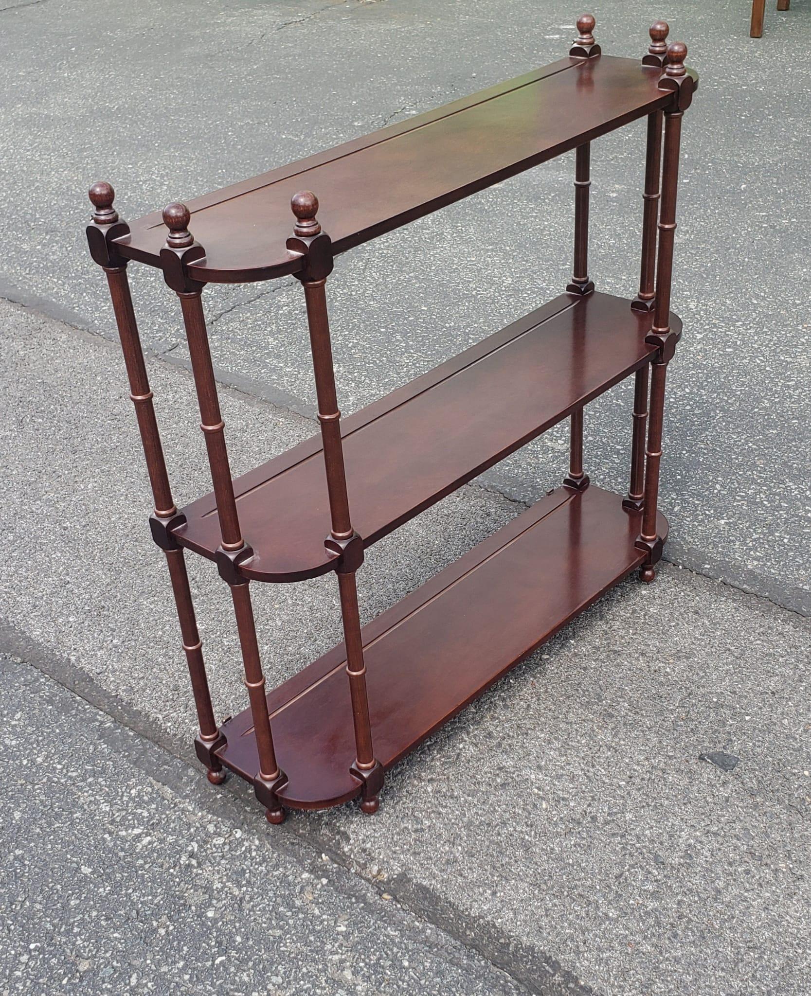 Stained Late 20th Century Mahogany 3 Tier Hanging Wall Shelves For Sale