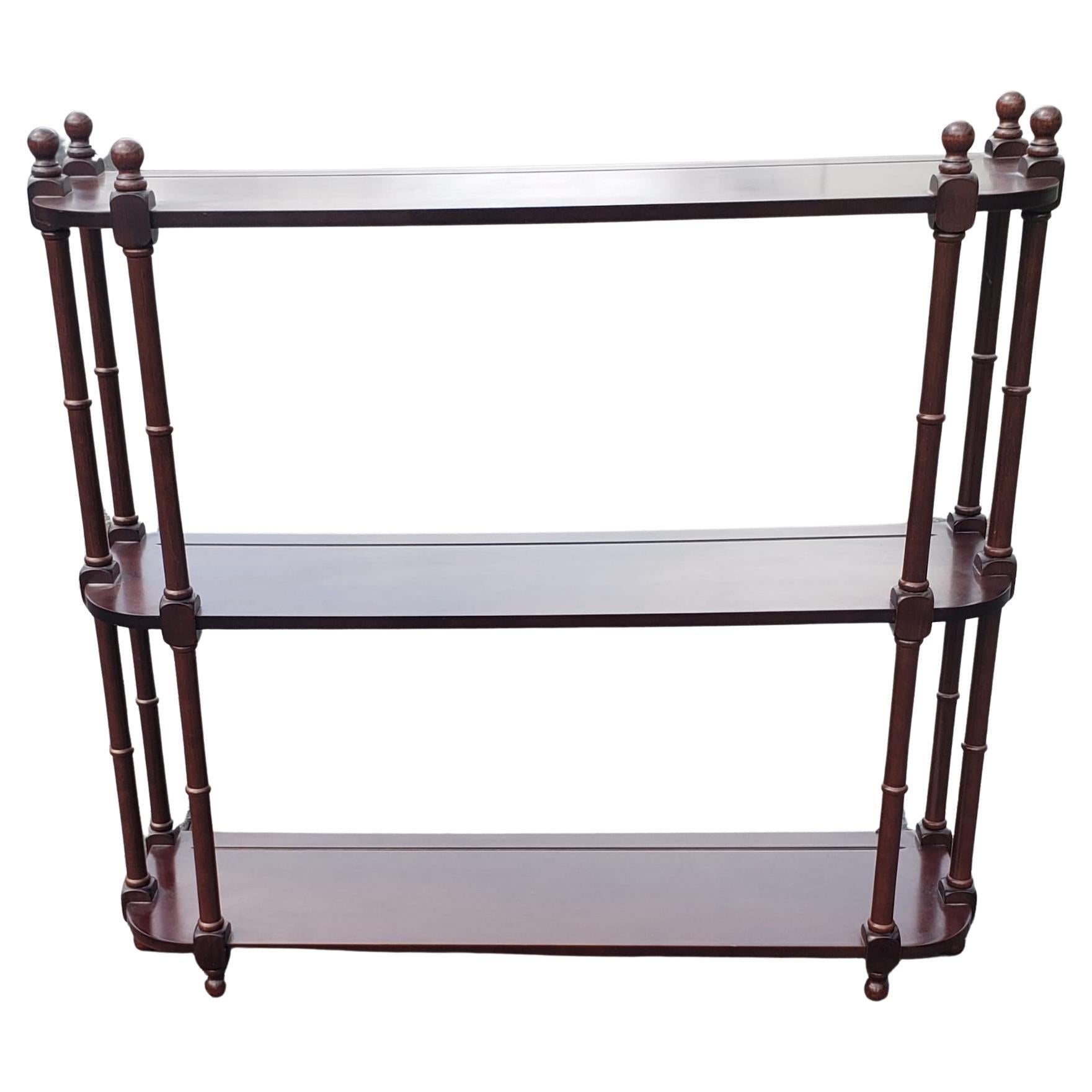 Late 20th Century Mahogany 3 Tier Hanging Wall Shelves For Sale