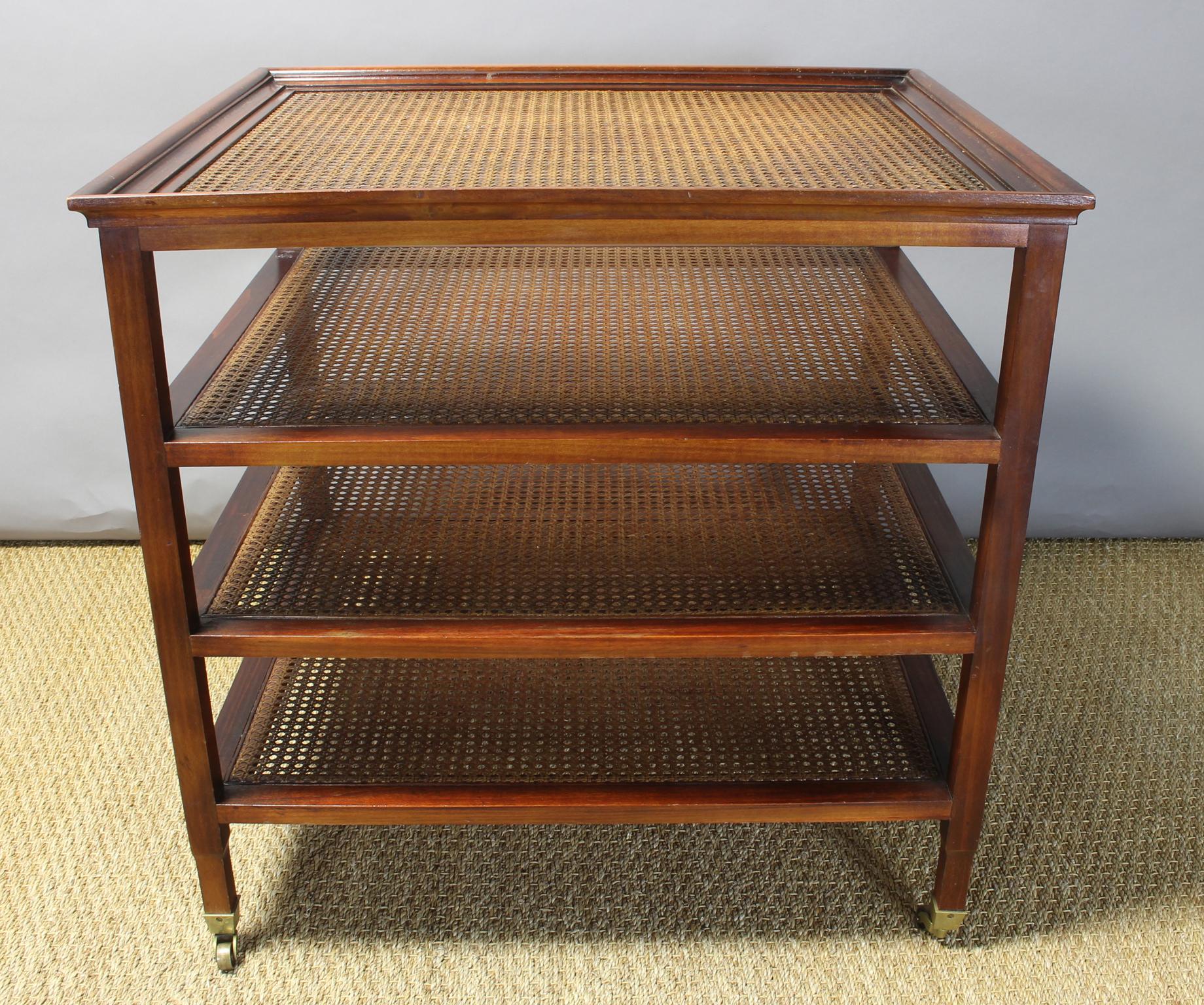 Late 20th Century Mahogany and Cane Etagere Side Table 1