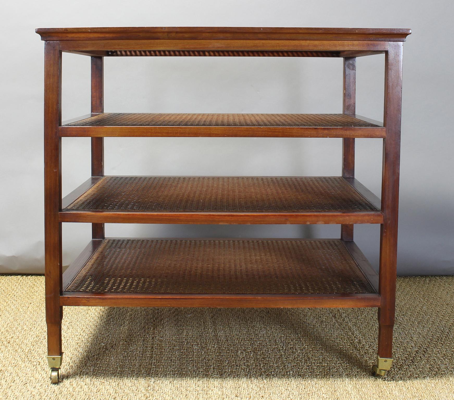 Late 20th Century Mahogany and Cane Etagere Side Table 2