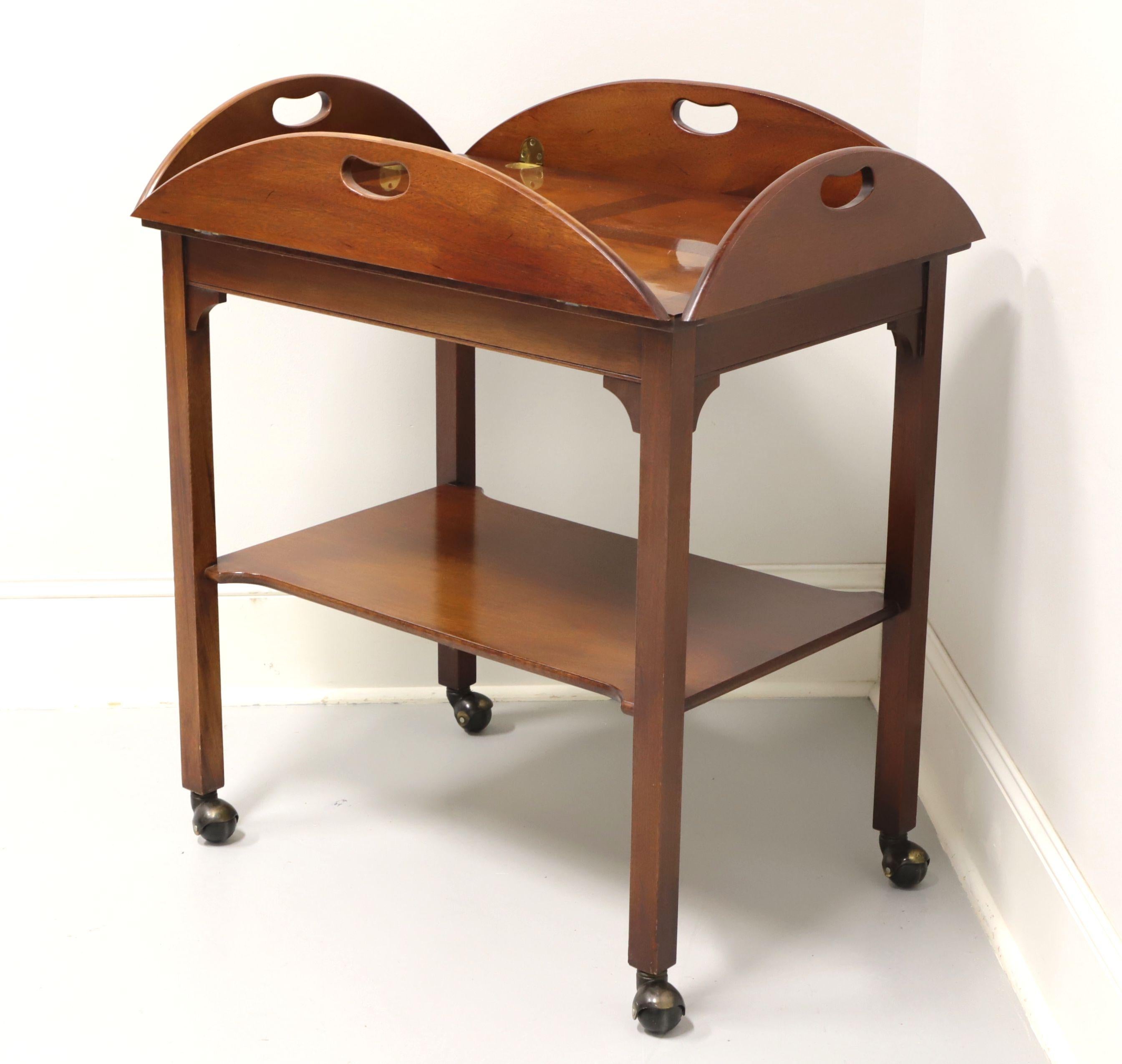 American Late 20th Century Mahogany and Yew Chippendale Butler's Cart For Sale