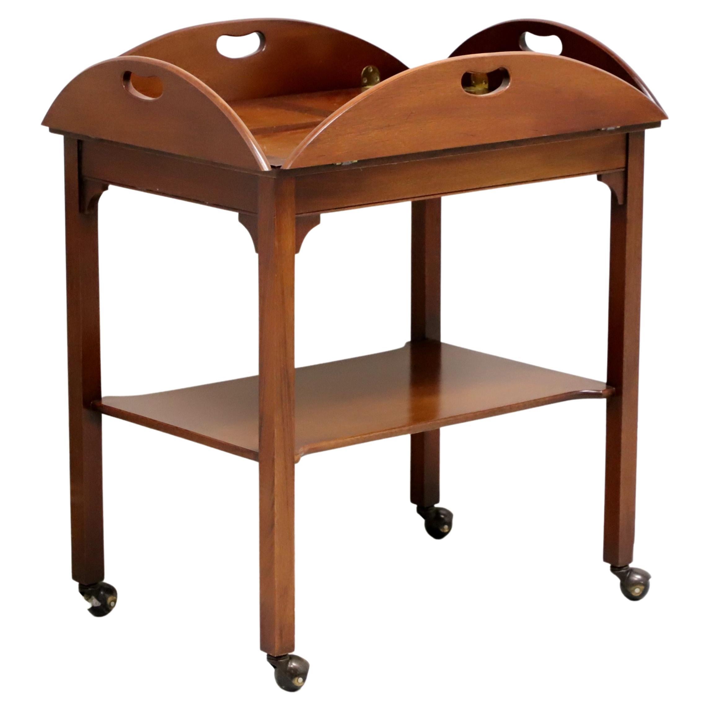 Late 20th Century Mahogany and Yew Chippendale Butler's Cart For Sale