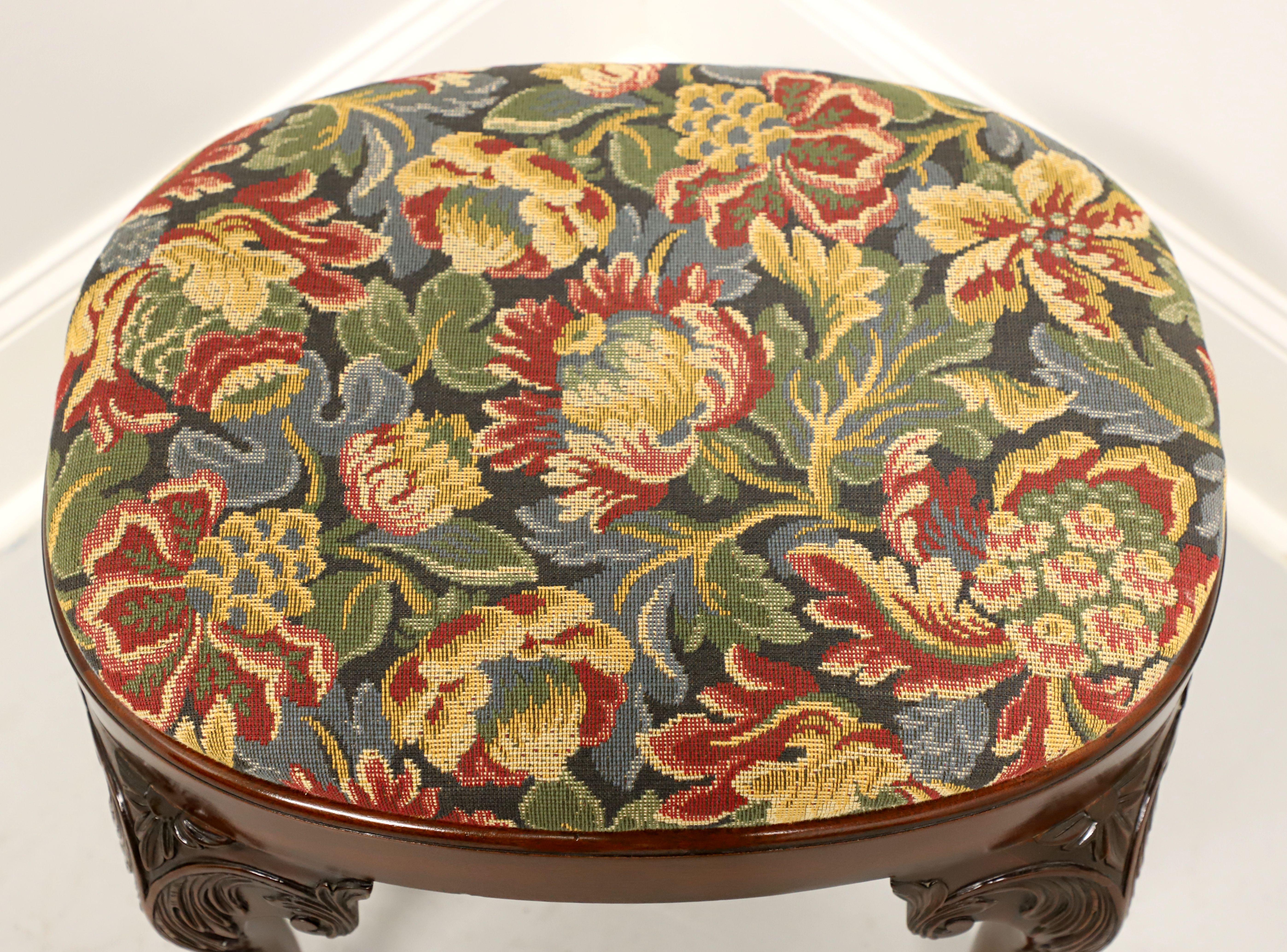 Fabric Late 20th Century Mahogany Chippendale Ball in Claw Bench Footstool