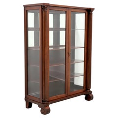 Late 20th Century Mahogany Empire Style Curio Display Cabinet