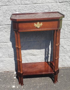 Late 20th Century Mahogany Faux Bamboo Single Drawer Side Table