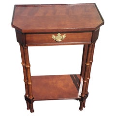 Vintage Late 20th Century Mahogany Faux Bamboo Single Drawer Side Table