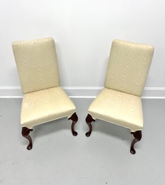 Late 20th Century Mahogany Frame French Provincial Parsons Chairs - Pair
