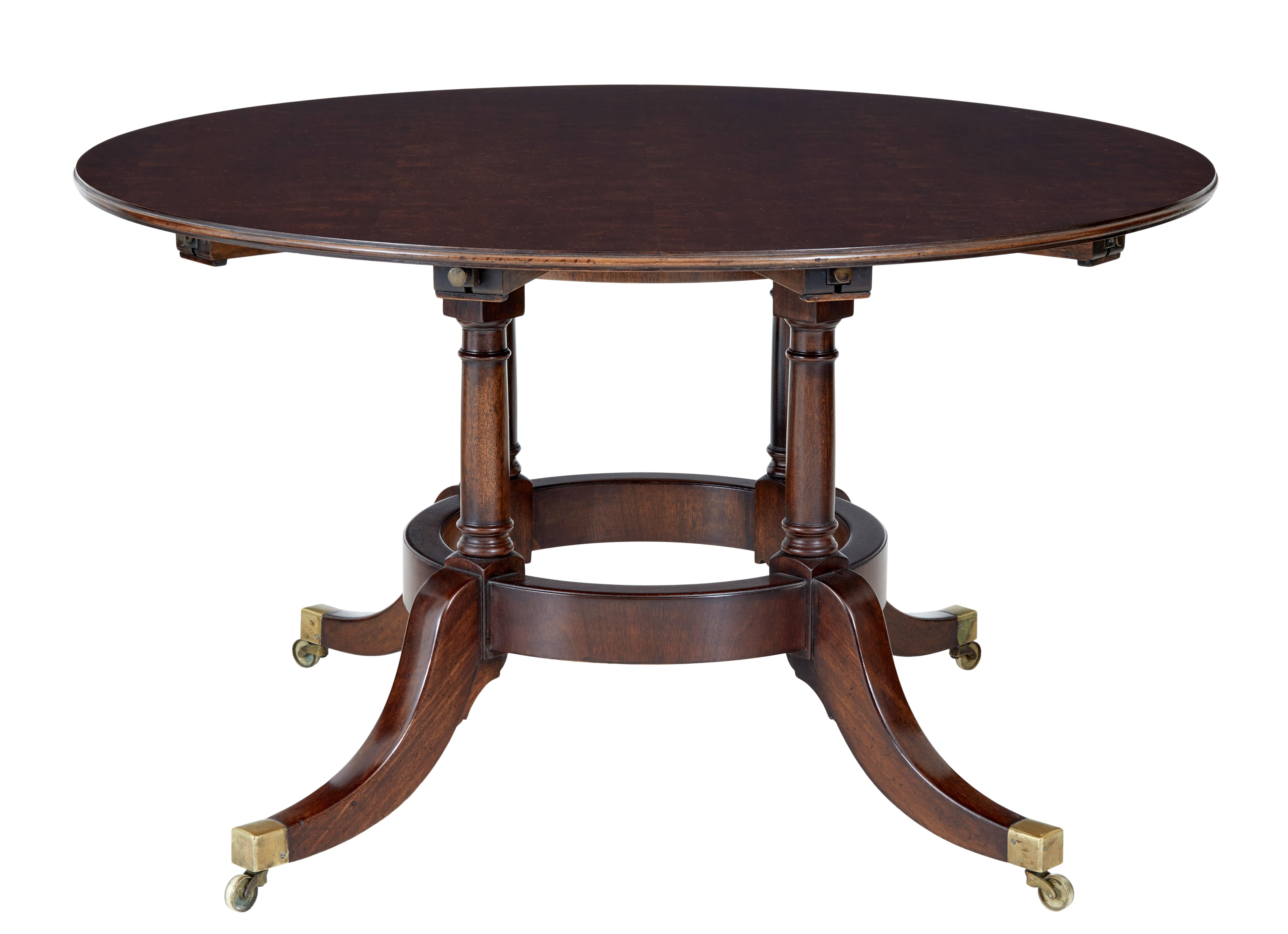 Early Victorian Late 20th Century Mahogany Jupe Dining Table with Leaf Cabinet